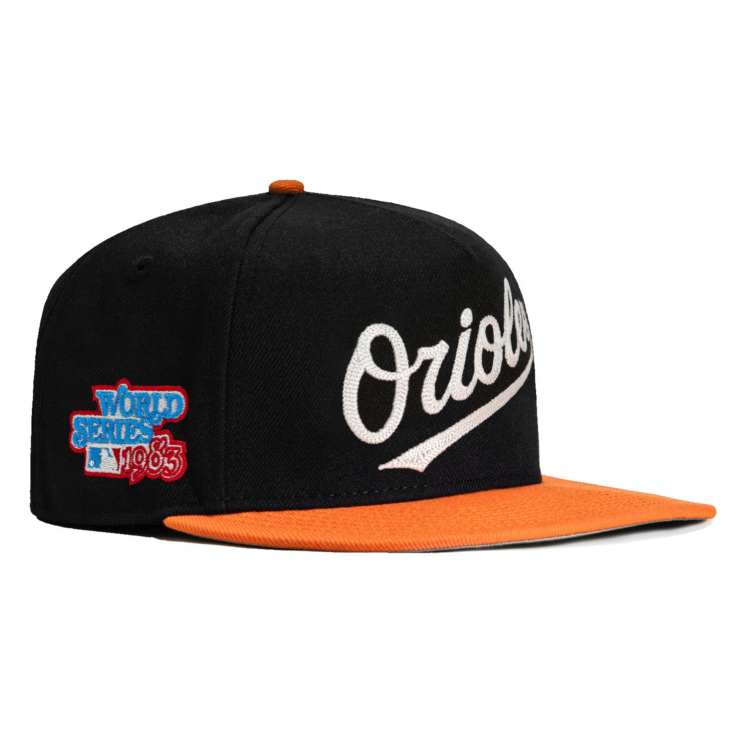 New Era 59Fifty A-Frame Glow Chain Stitch Baltimore Orioles 1983 World Series Patch Hat - Black, Orange