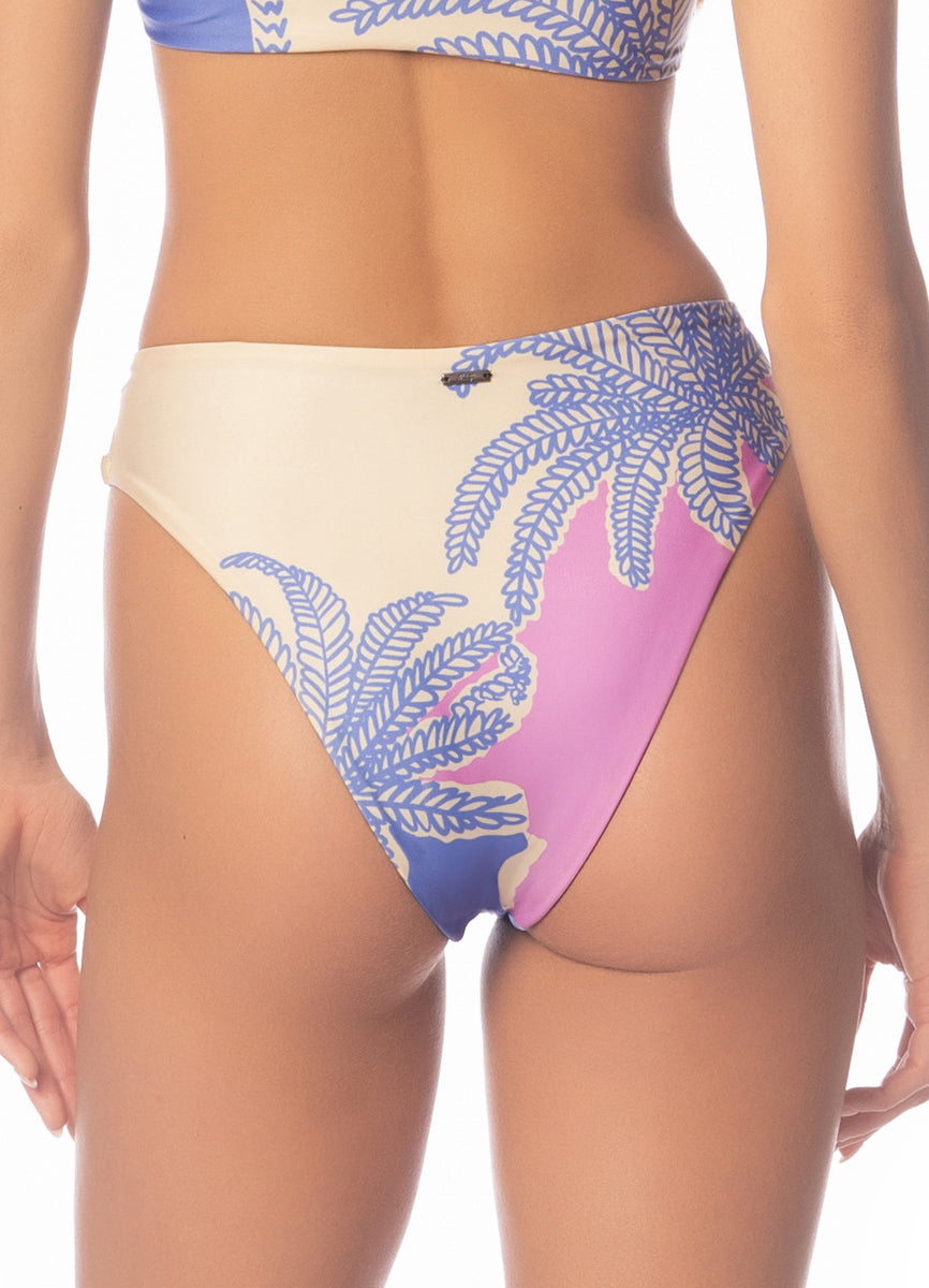 Maaji Periwinkle Palms Applauses High Rise Lace Up Bikini Bottom