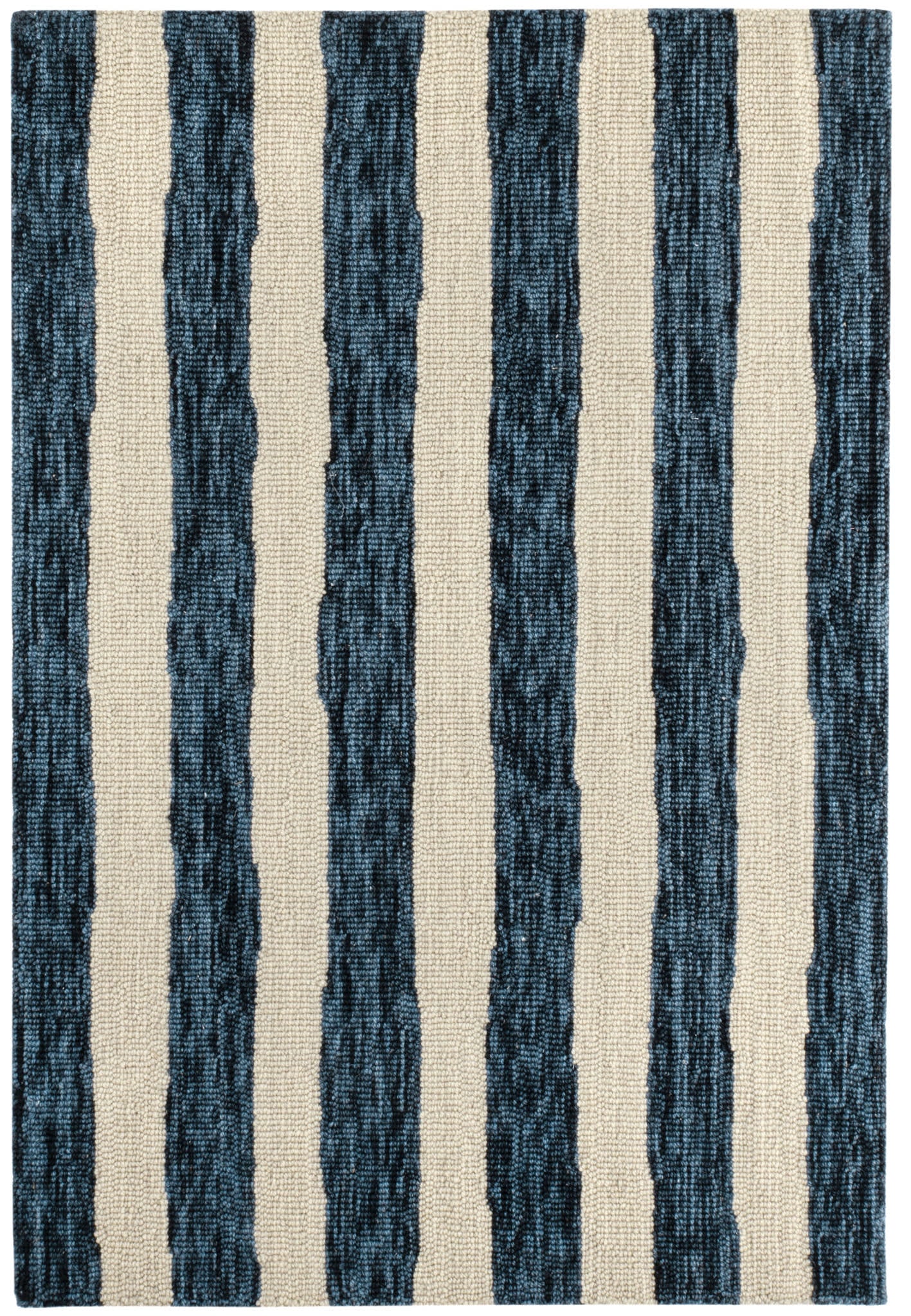 Silas Stripe Navy Hand Micro Hooked Wool Rug