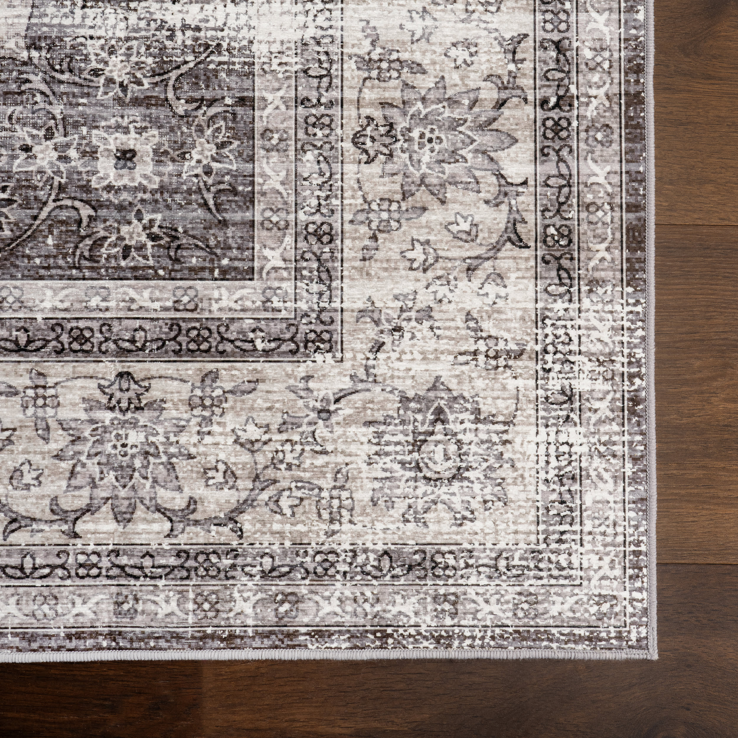 Rosewood Vintage Spill Proof Washable Rug | Ivory