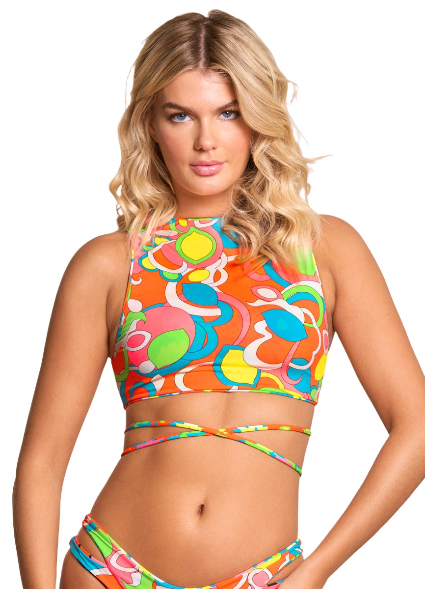 Maaji 90S Floral Chic High Neck Bikini Top