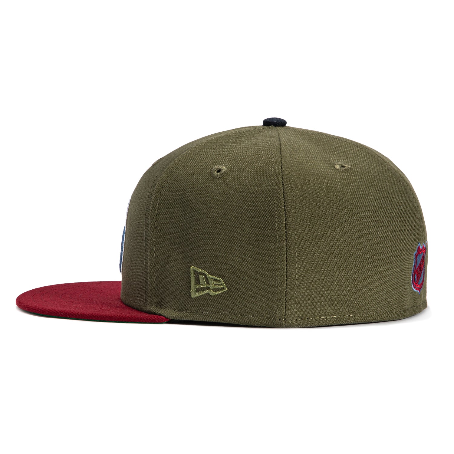 New Era 59Fifity Colorado Avalanche Logo Patch Hat - Olive, Cardinal