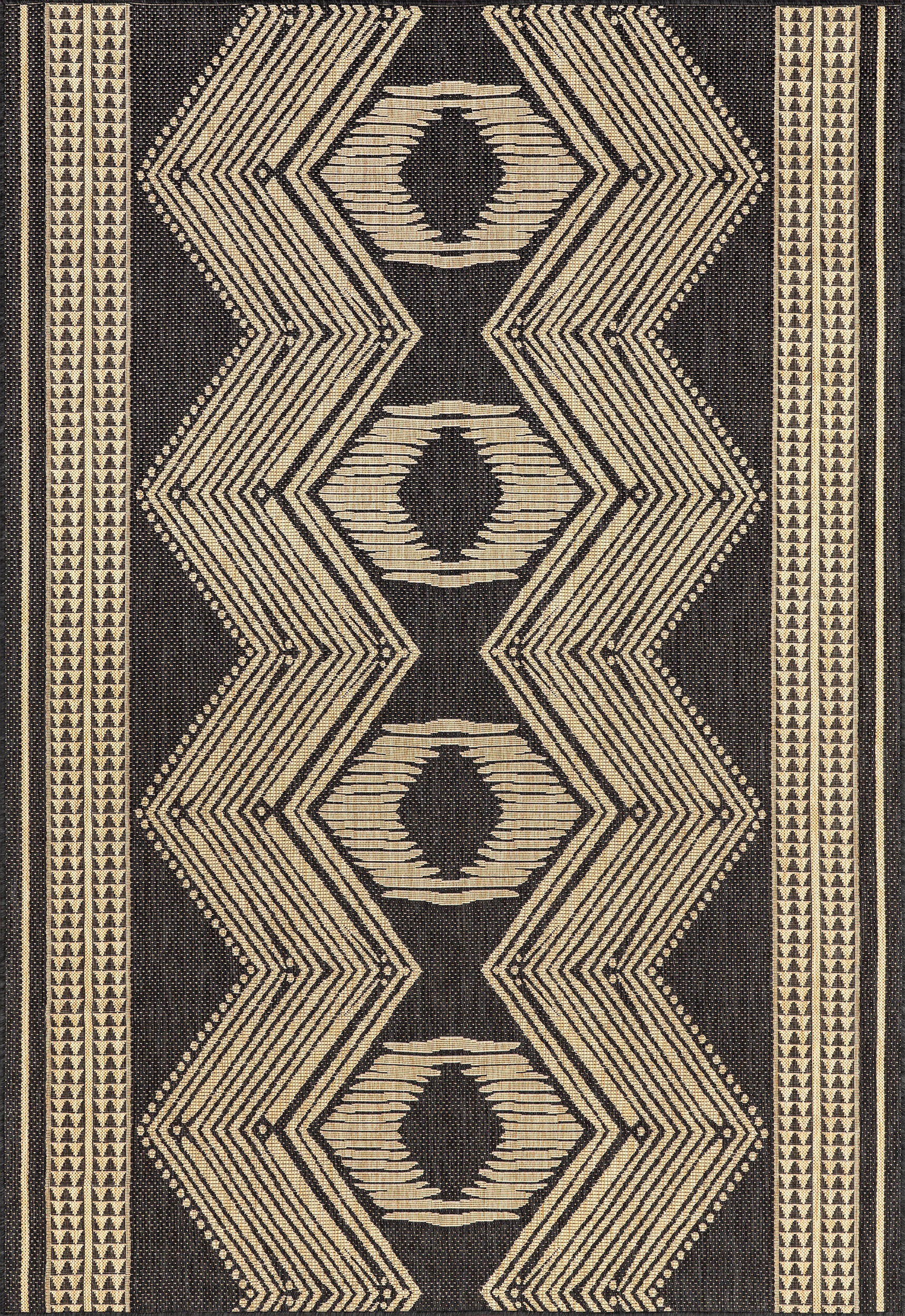 Iris Totem Indoor/Outdoor Flatweave Rug | Dark Grey