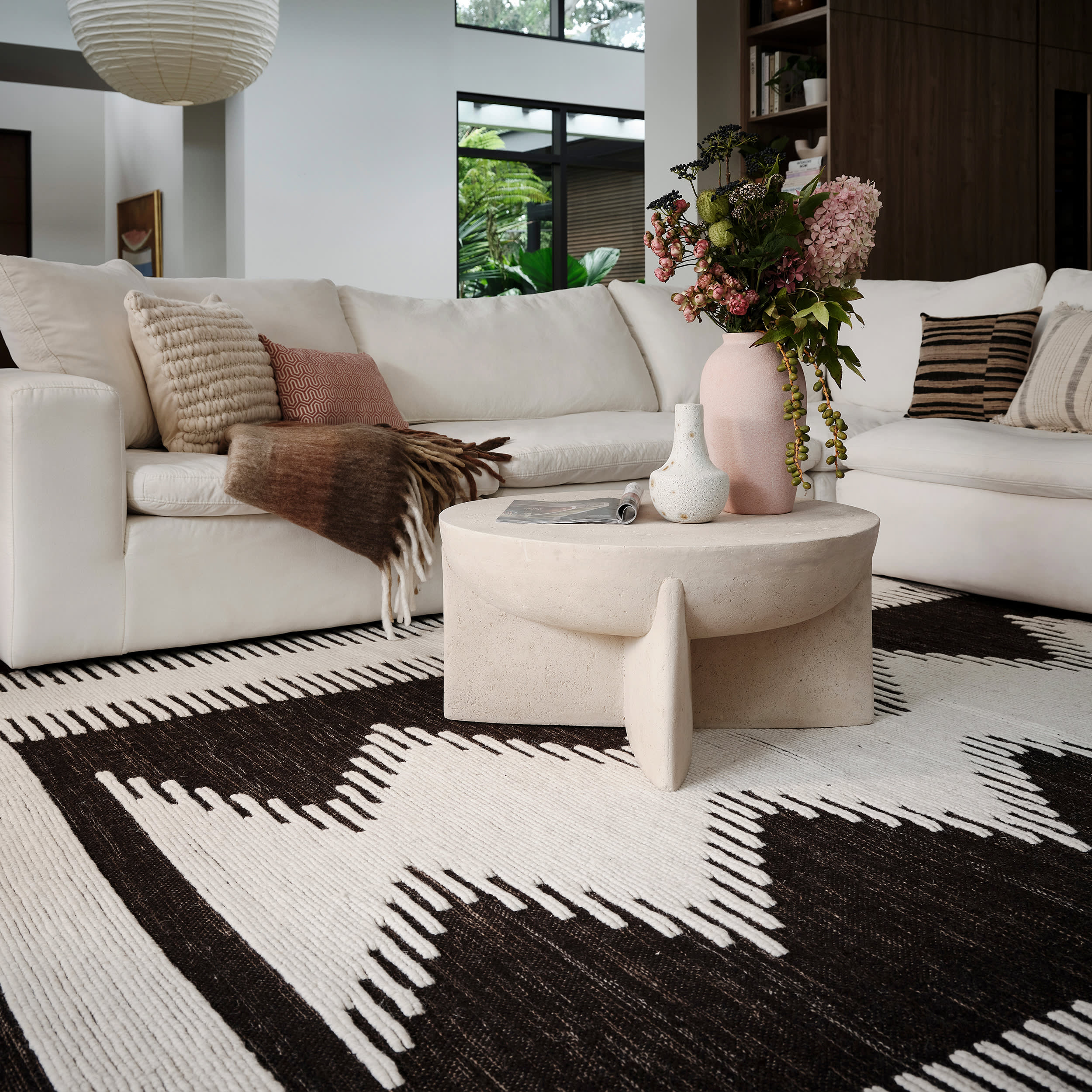 Sante Fe Southwestern Wool Rug | Black