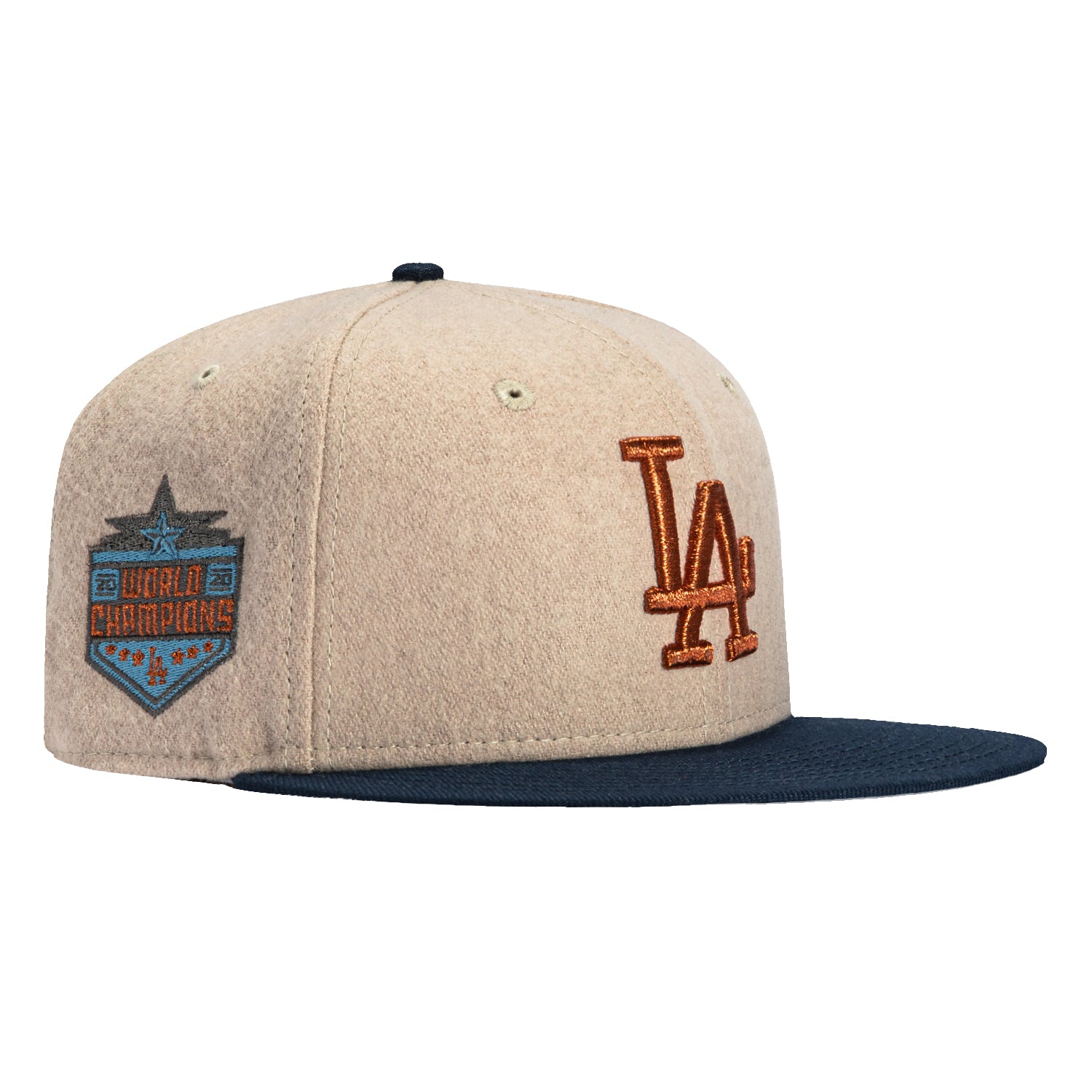 New Era 59Fifty Melton Los Angeles Dodgers 2020 World Series Champions Patch Hat - Stone, Royal