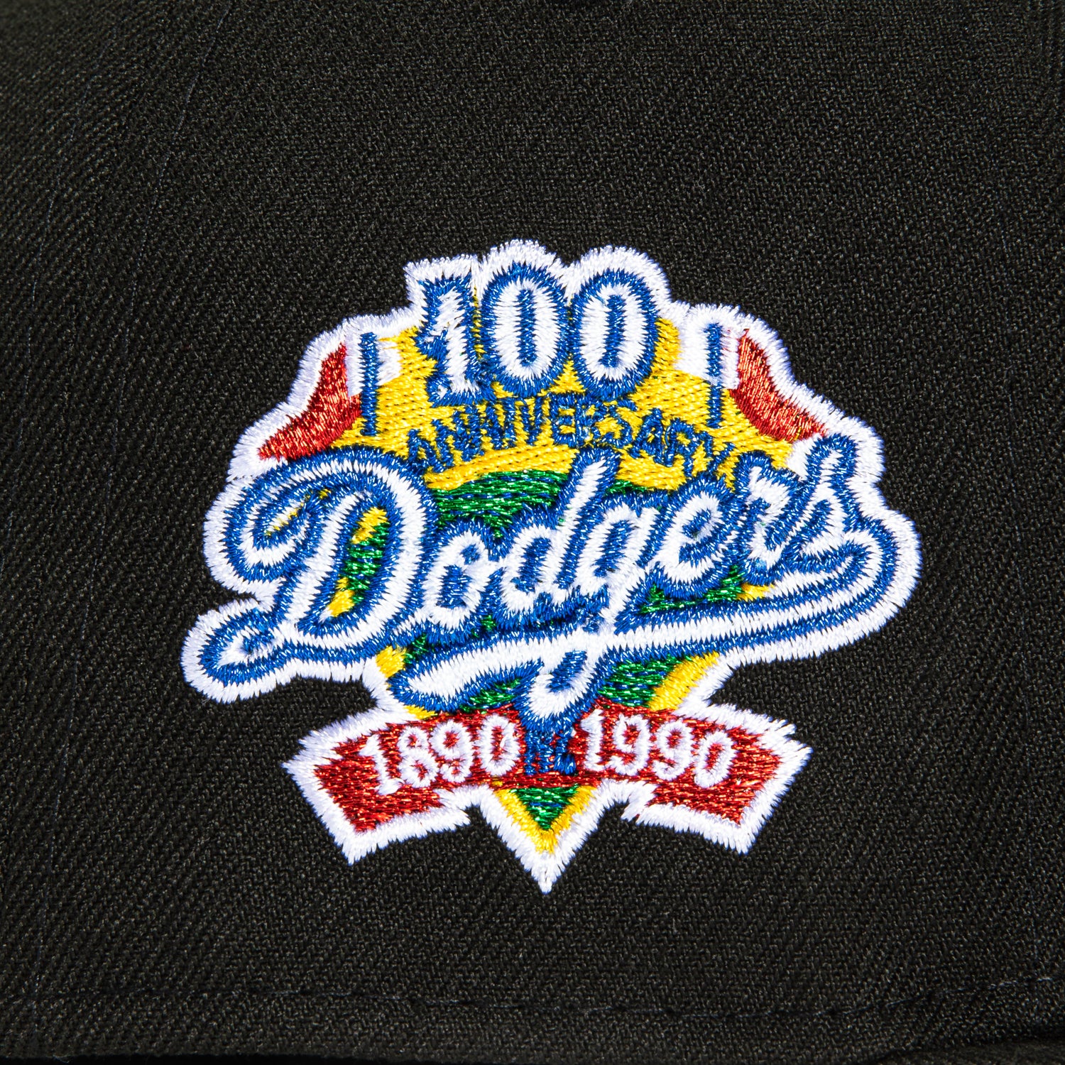 New Era 59Fifty Los Angeles Dodgers 100th Anniversary Patch Hat - Black, White