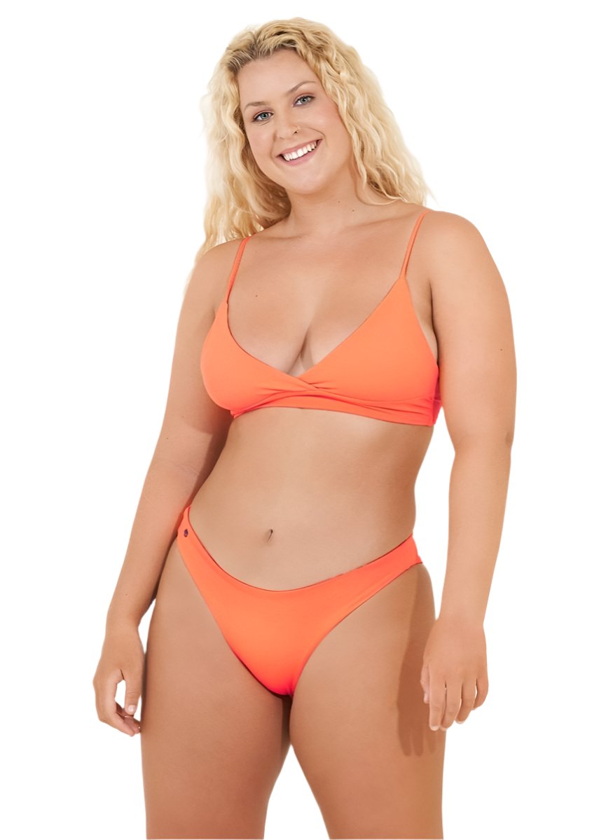 Maaji Orange Poppy Criss Cross Long Line Triangle Bikini Top