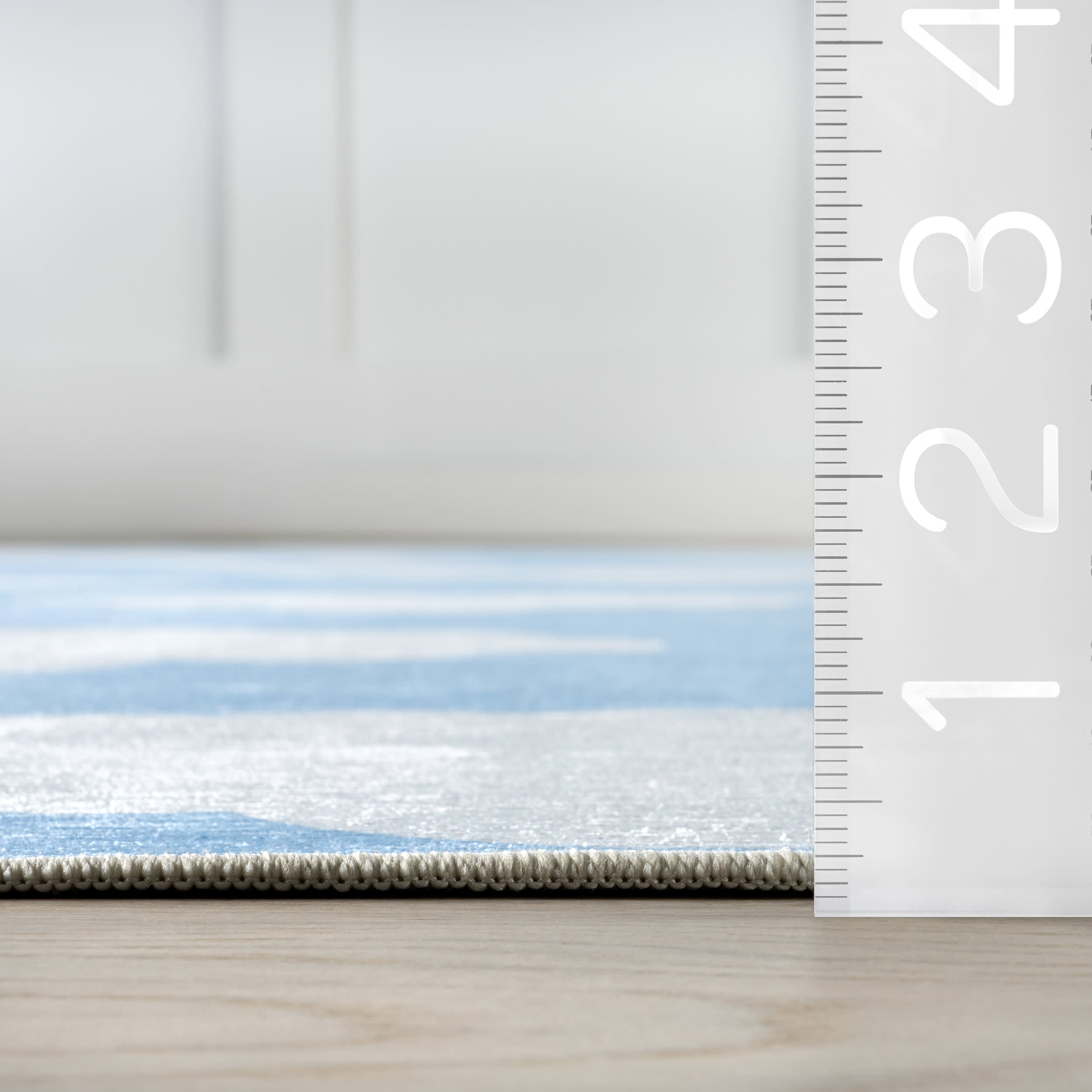 Landon Clouds Kids Spill Proof Washable Rug | Light Blue