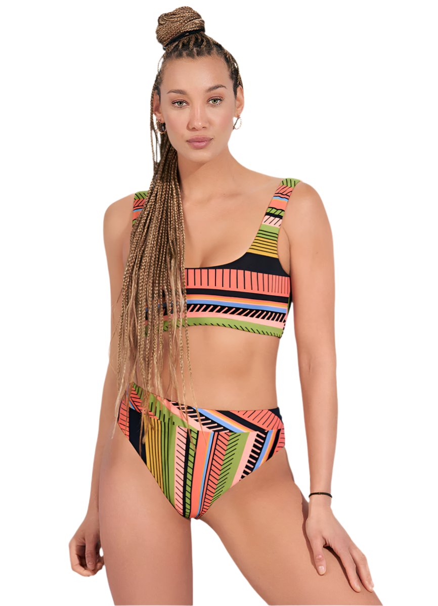 Maaji Roman Stripe Izzy Sporty Bralette Bikini Top