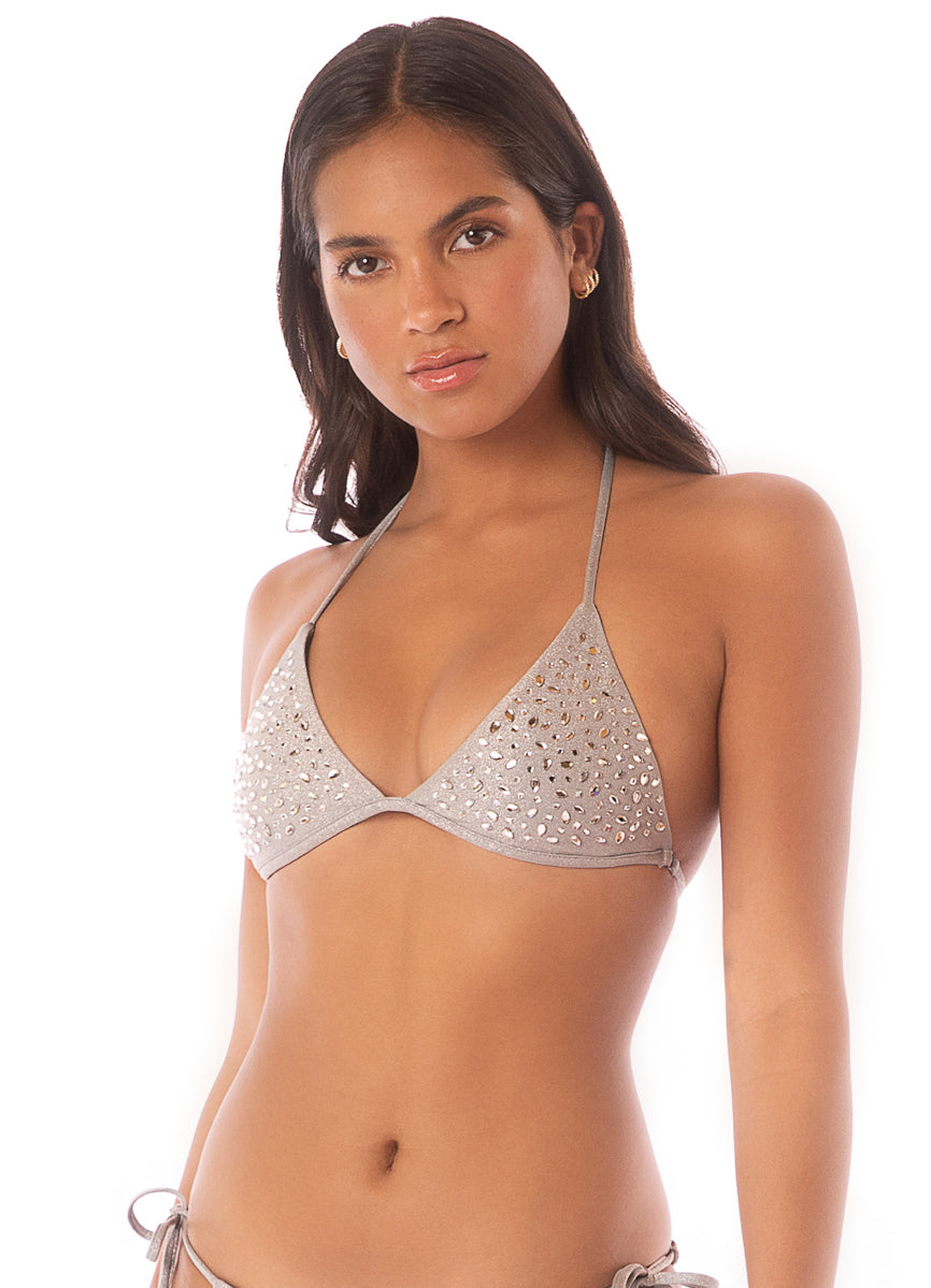 Maaji Smokey Silver Balminess Fixed Triangle Bikini Top