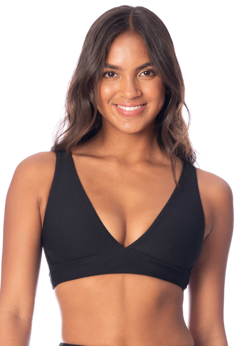 Maaji Jade Black Allure Long Line Triangle Bikini Top