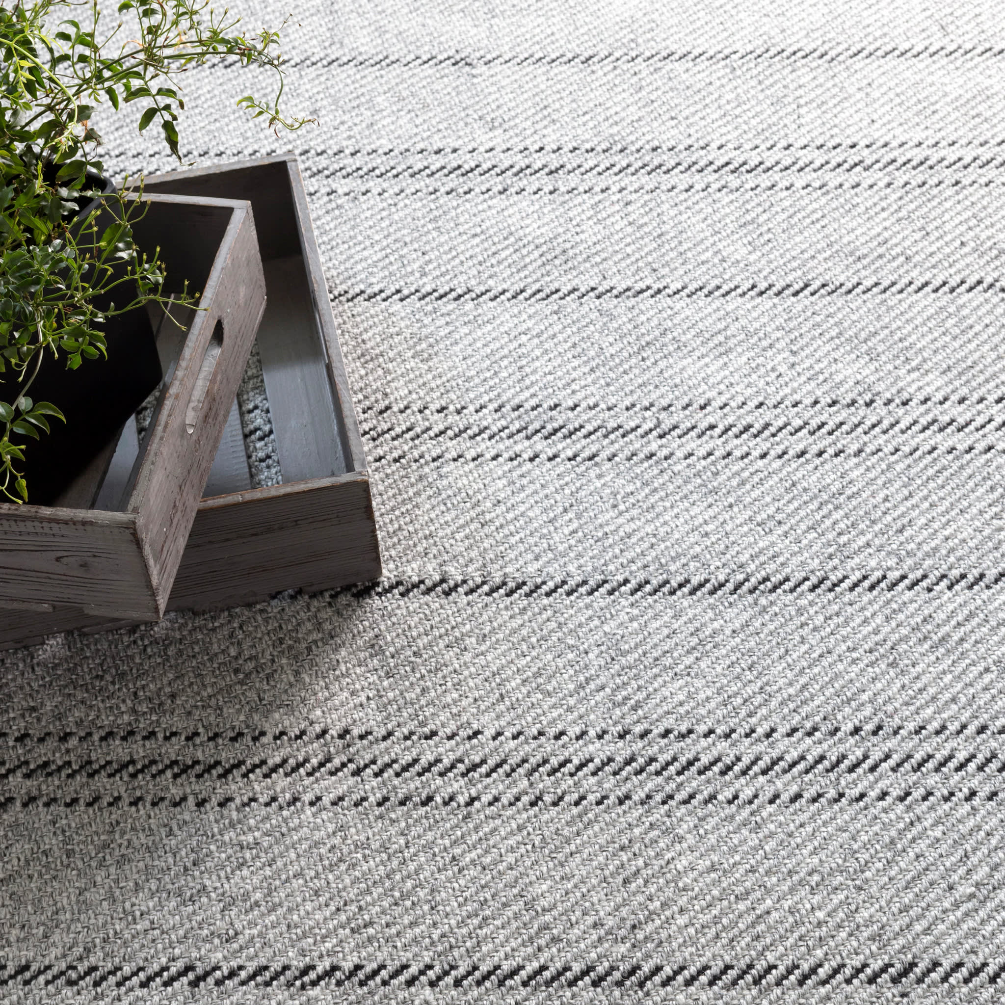 Melange Stripe Grey/Black Handwoven Indoor/Outdoor Rug