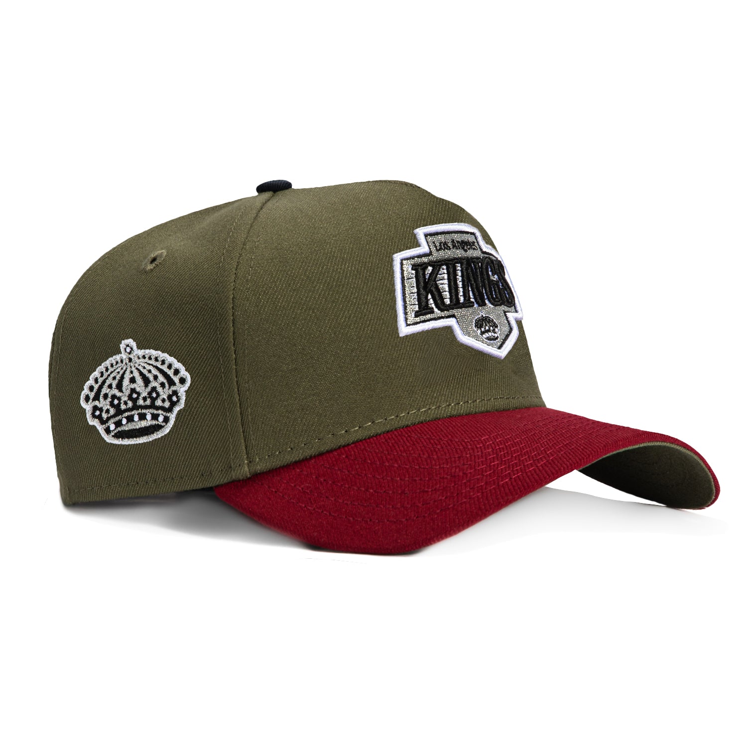 New Era 9Forty A-Frame Los Angeles Kings Logo Patch Snapback Hat - Olive, Cardinal