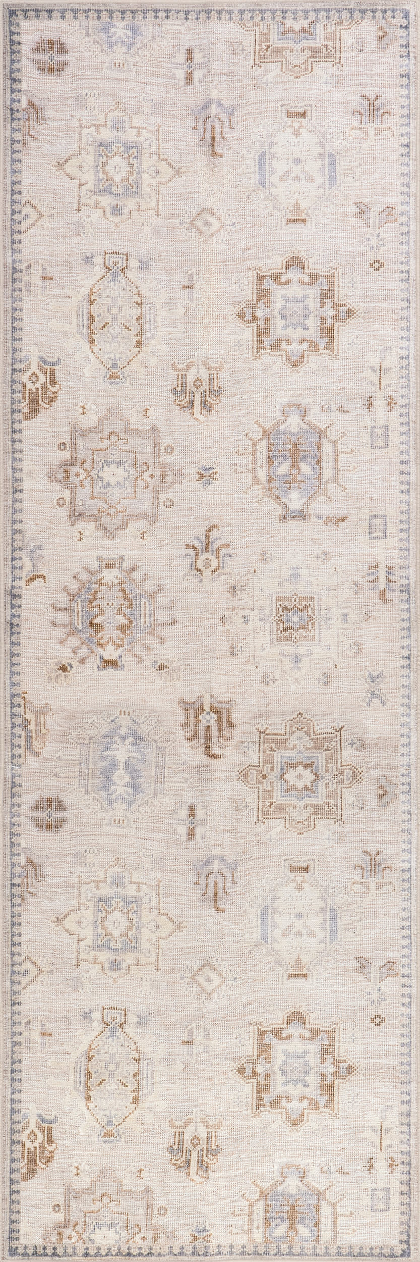 Brenda Hazy Heraldry Spill Proof Washable Rug | Beige