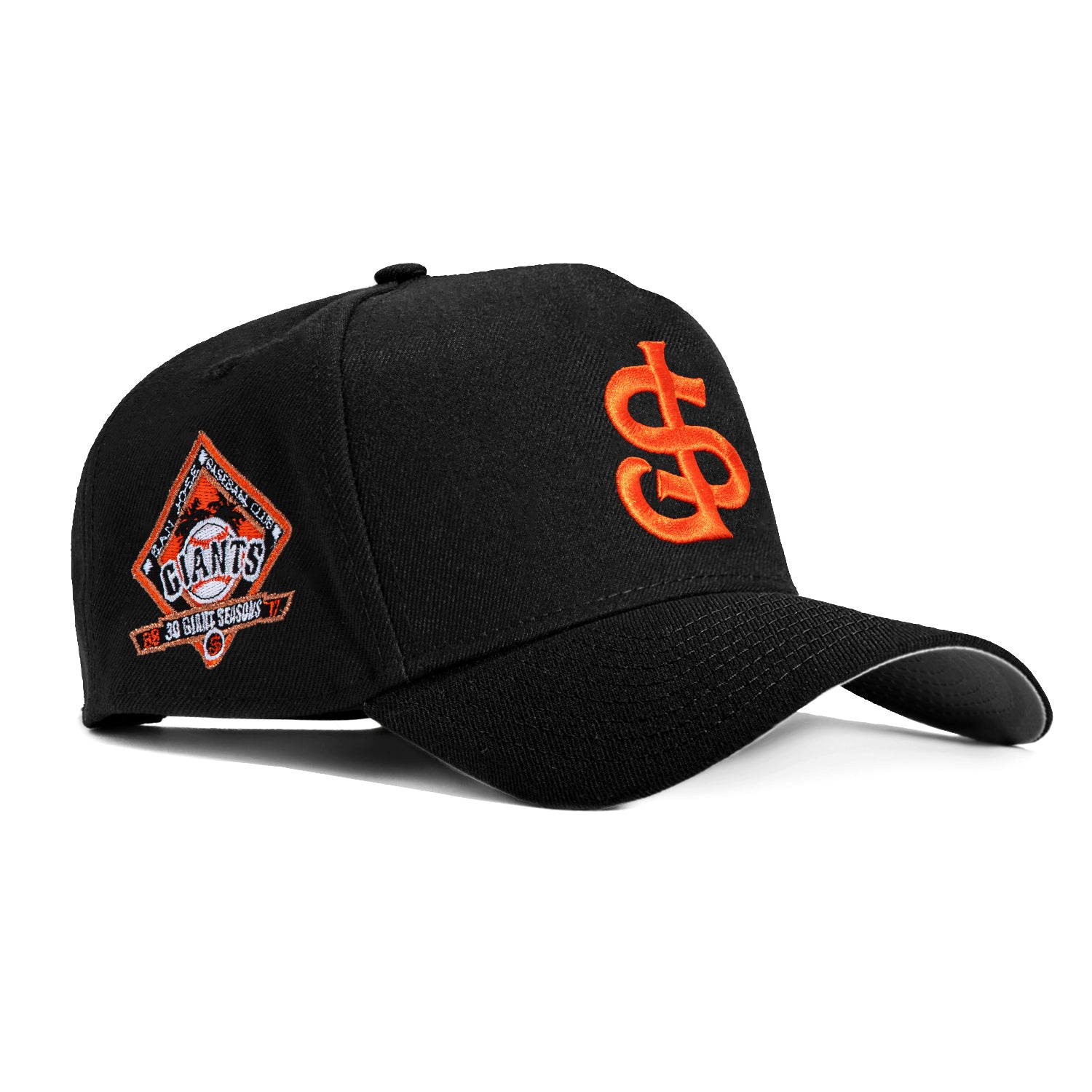 New Era 9Forty A-Frame San Jose Giants 30th Anniversary Patch Snapback Hat - Black, Orange