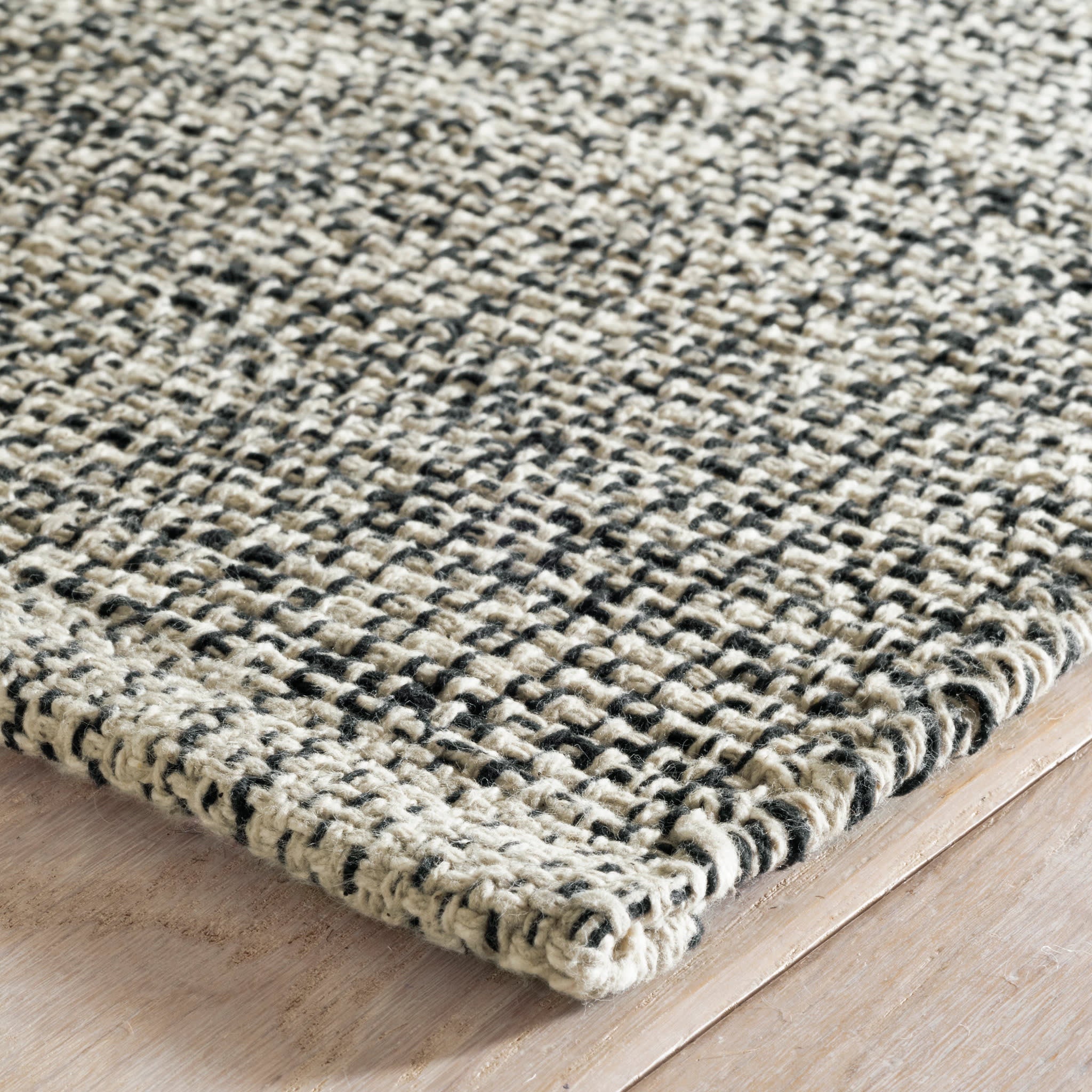 Marled Black Handwoven Cotton Rug