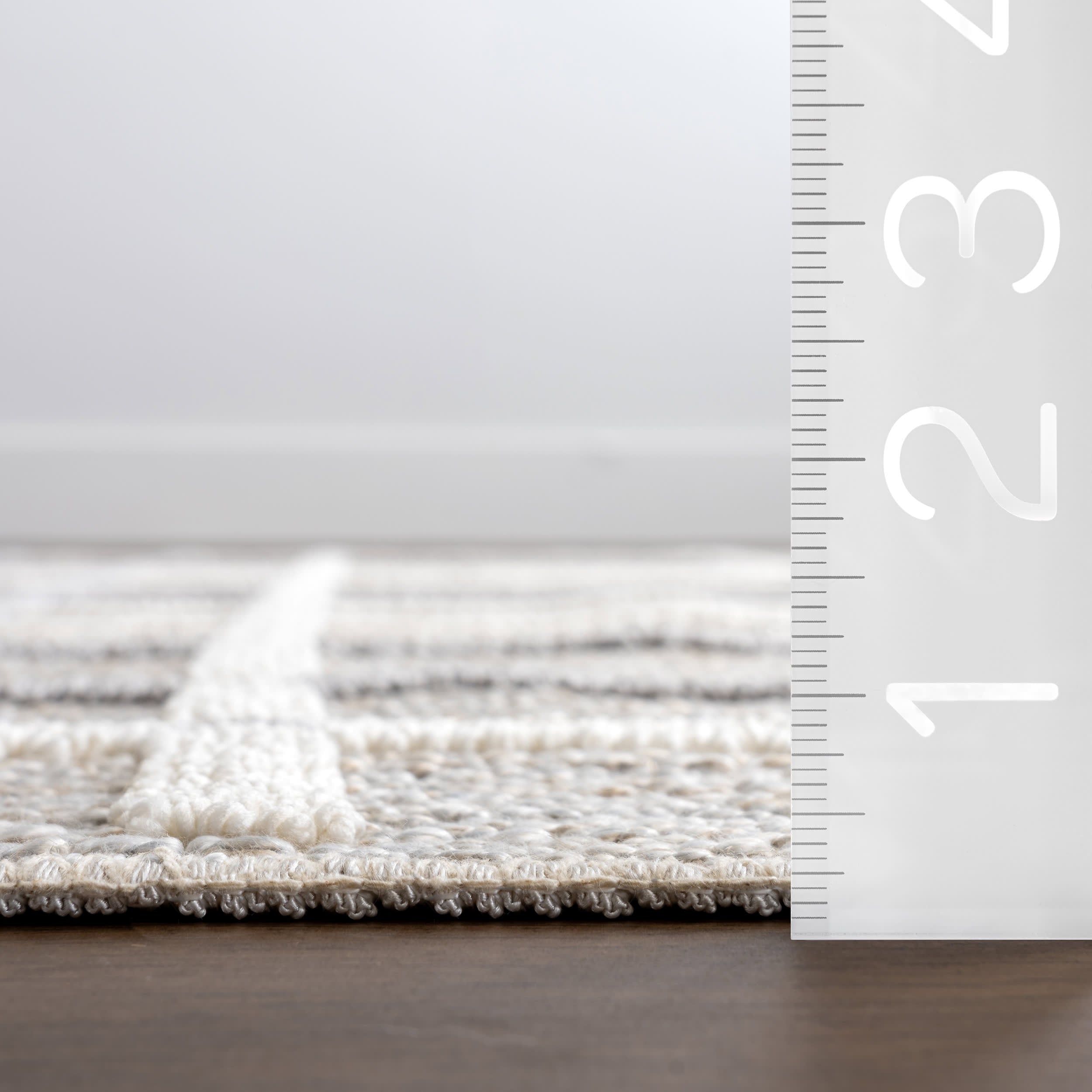 Fleur Striped Washable Rug | Light Grey