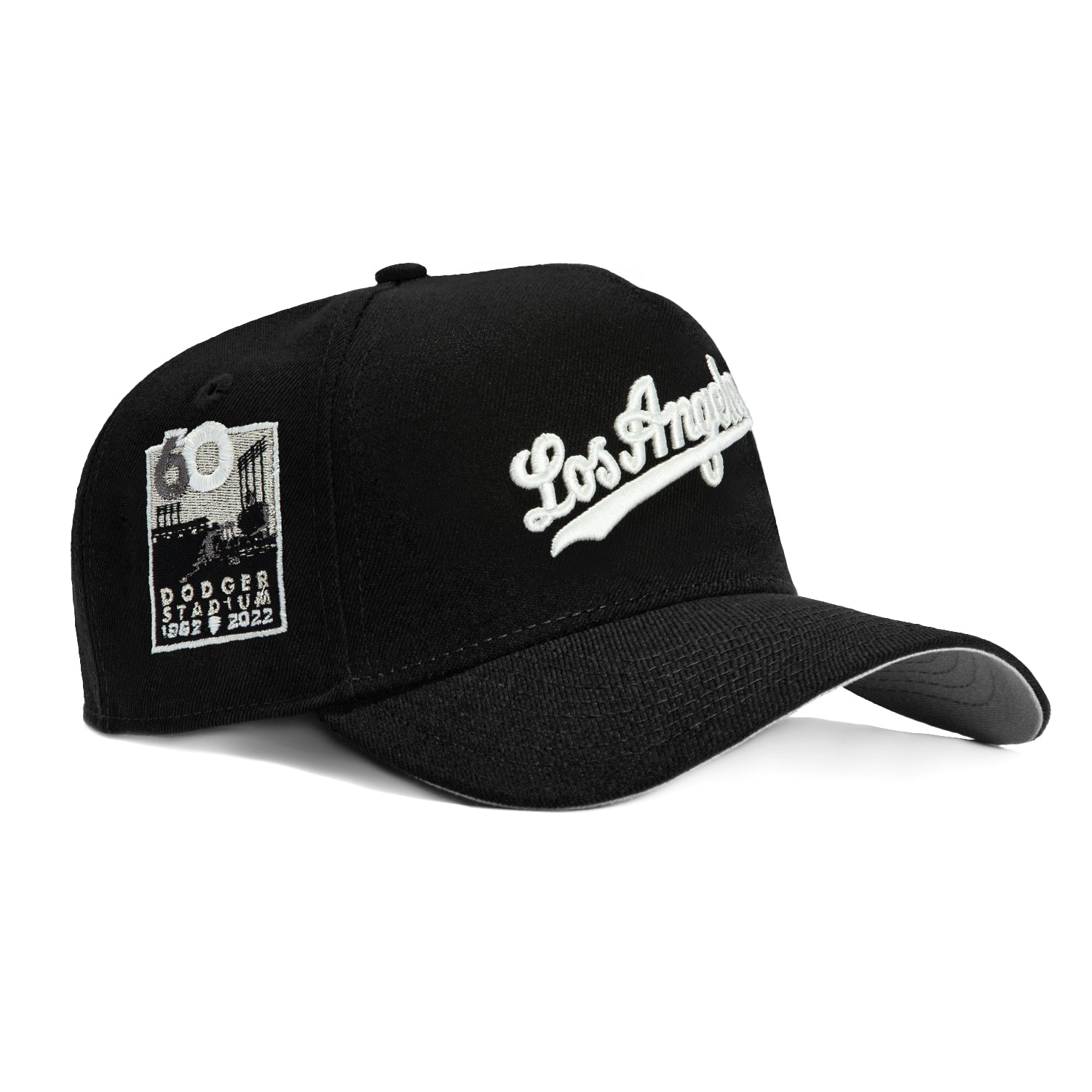 New Era 9Forty A-Frame Los Angeles Dodgers 60th Anniversary Stadium Patch Snapback Script Hat - Black, White