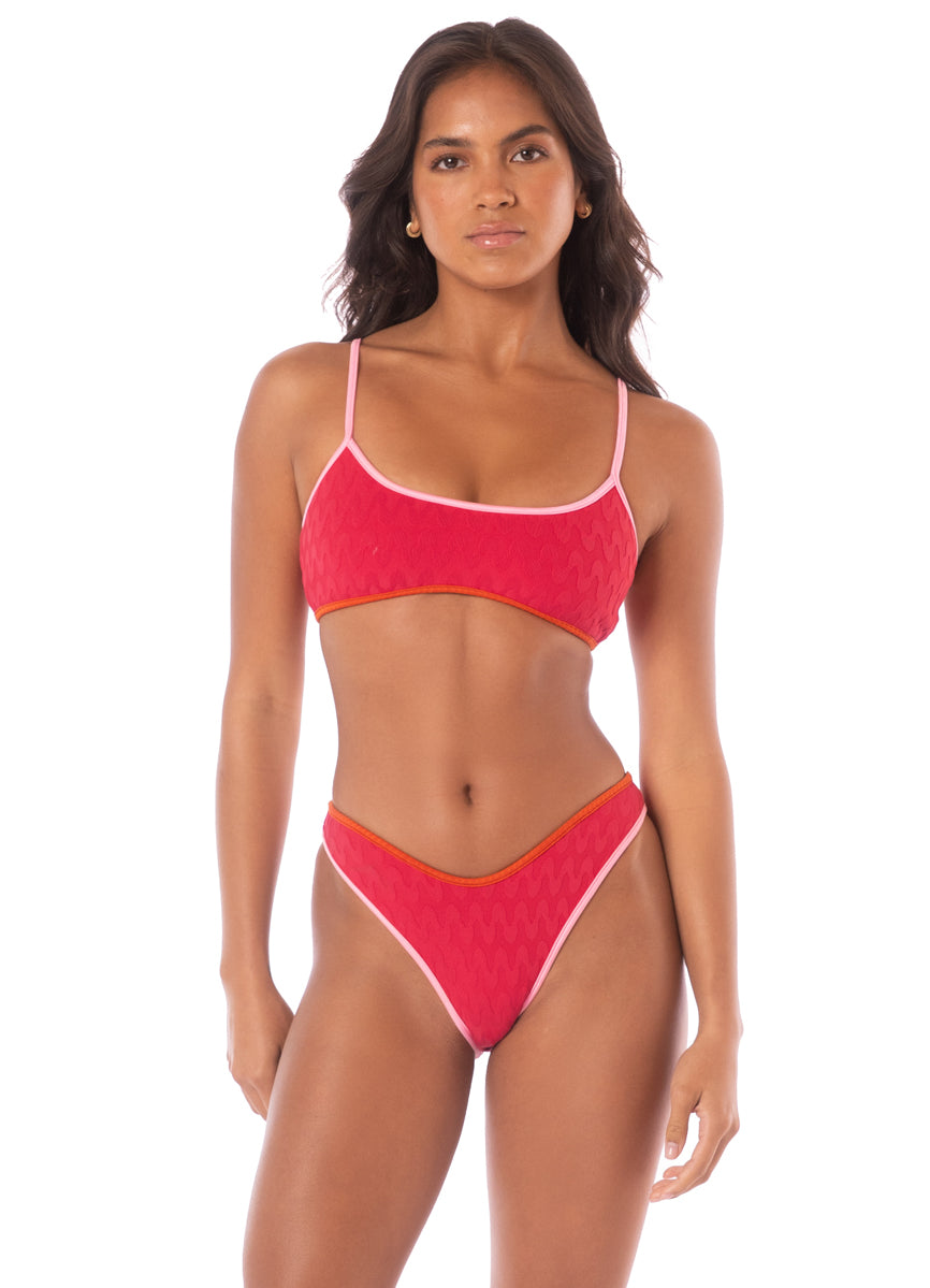 Maaji Apple Red Splendour Regular Rise Thin Side Bikini Bottom