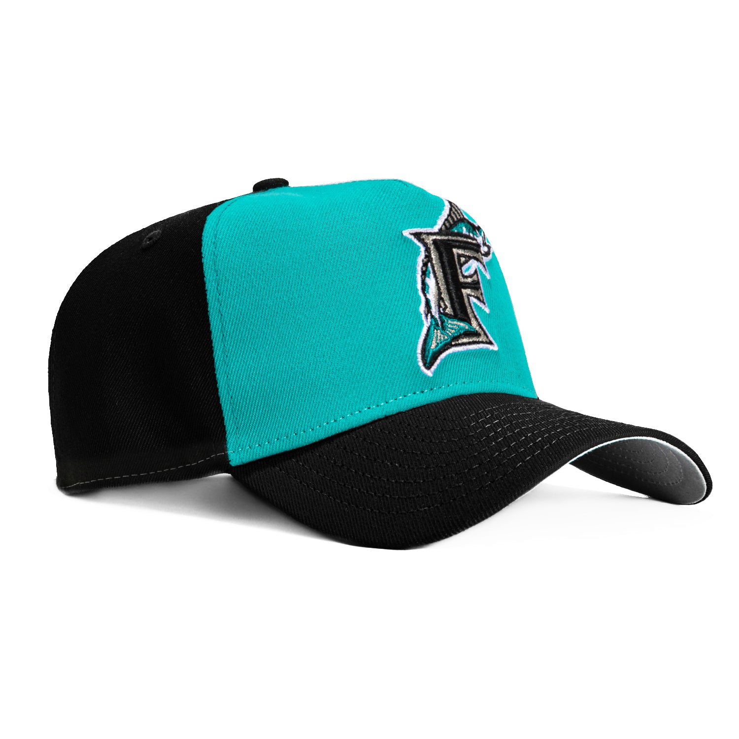 New Era 9Forty A-Frame Miami Marlins Snapback OTC Rail Hat - Black, Teal