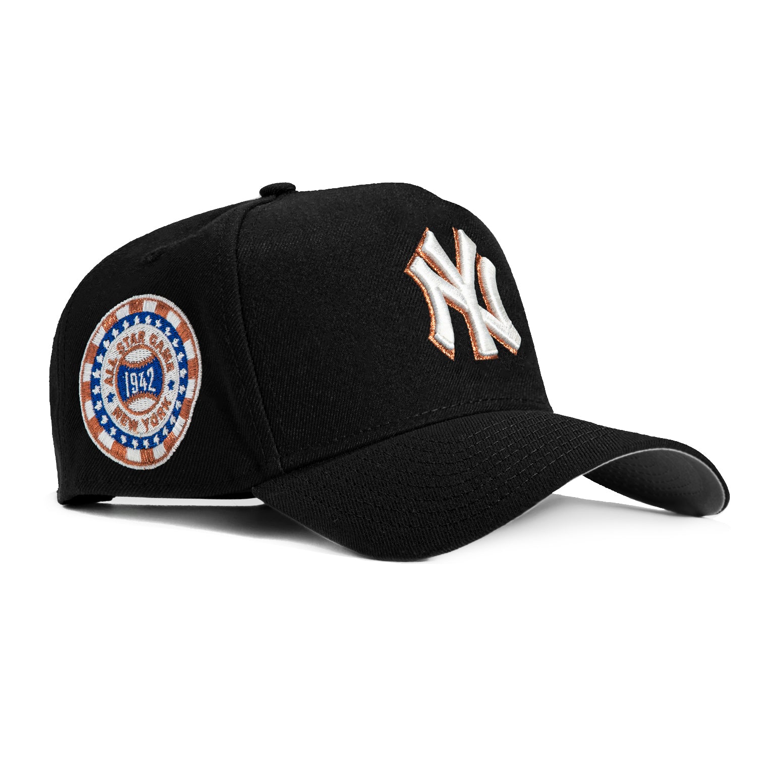 New Era 9Forty A-Frame New York Yankees 1942 All Star Game Patch Snapback Hat - Black, Ivory, Metallic Copper