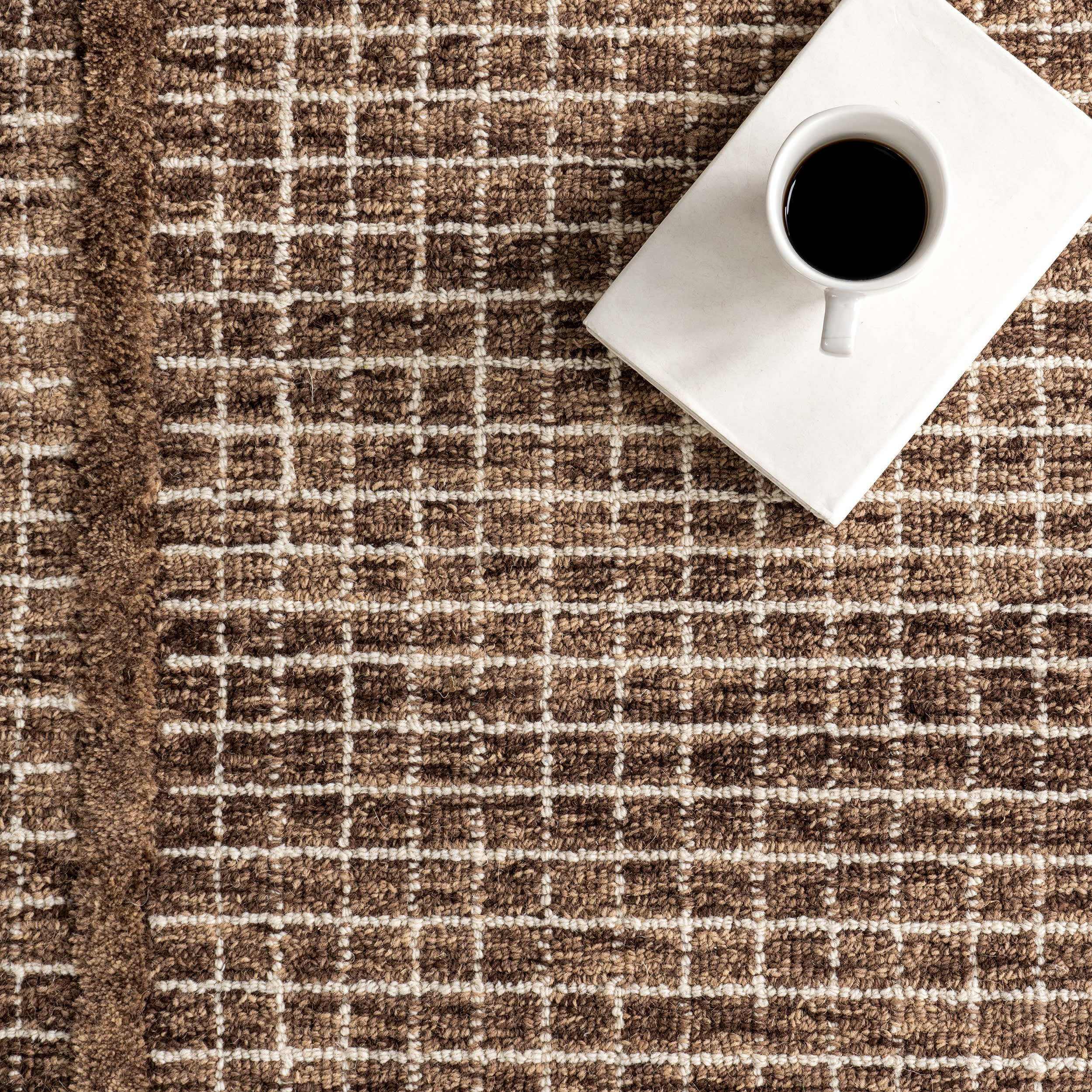 Chessie Checked Wool Rug | Brown