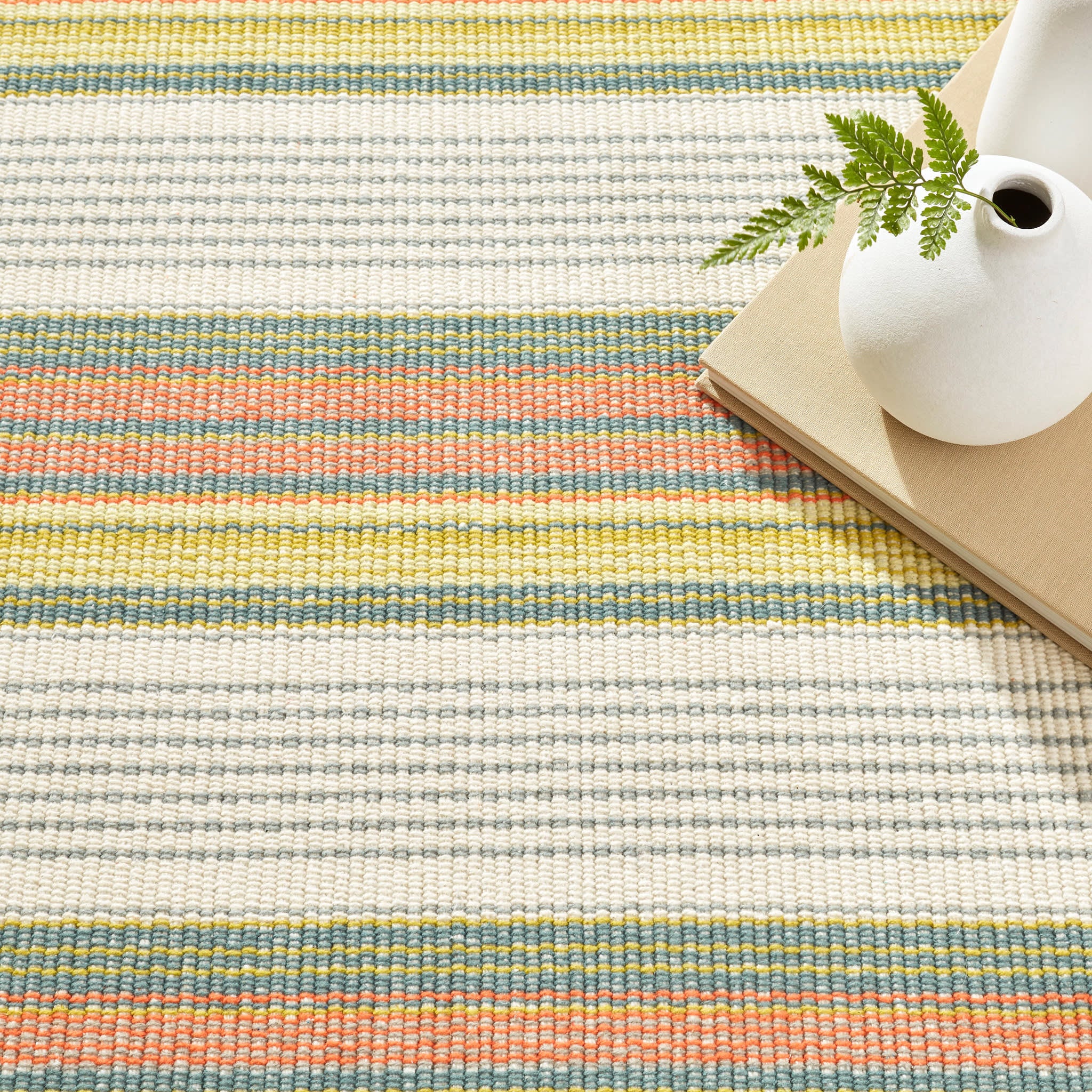 Sloane Stripe Sprout Handwoven Cotton Rug