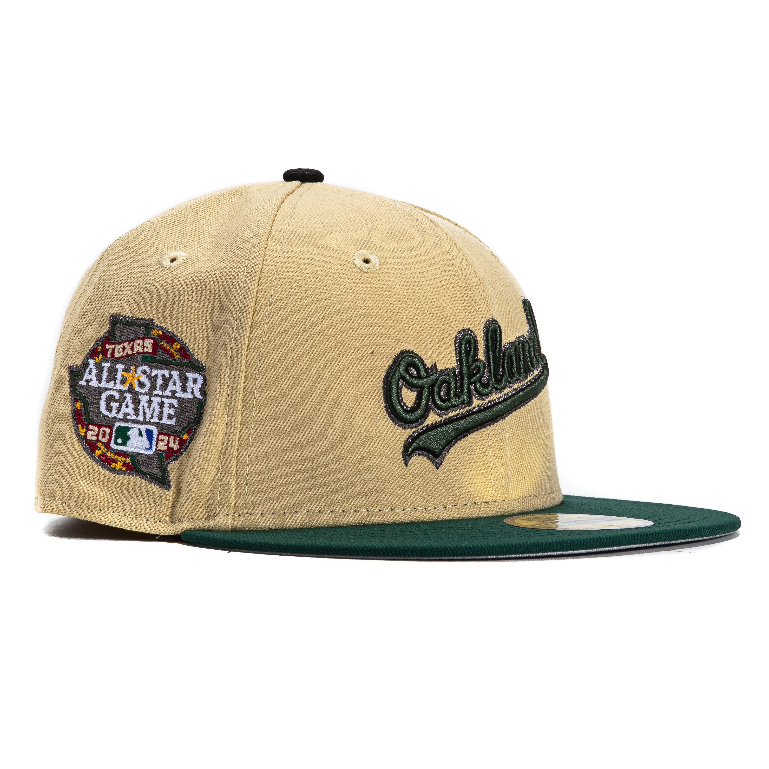 New Era 59Fifty Oakland Athletics 2024 All Star Game Patch Script Hat - Tan, Green