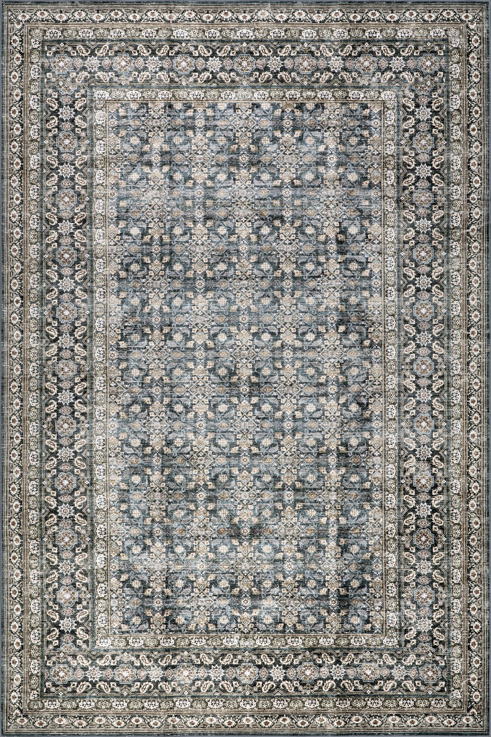 Kenia Medallion Spill Proof Washable Rug | Slate Blue