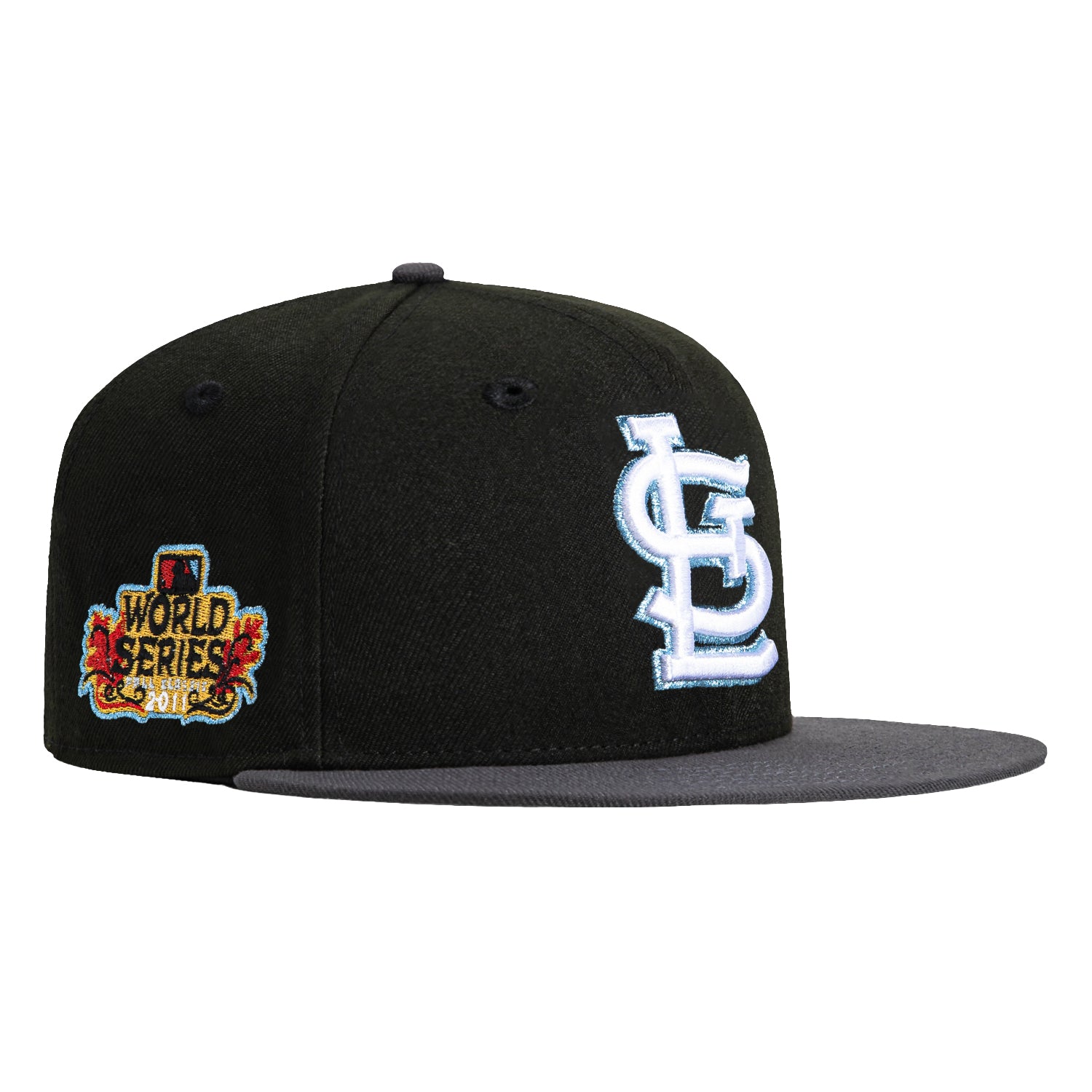 New Era 59Fifty St Louis Cardinals 2011 World Series Patch Hat - Black, Graphite