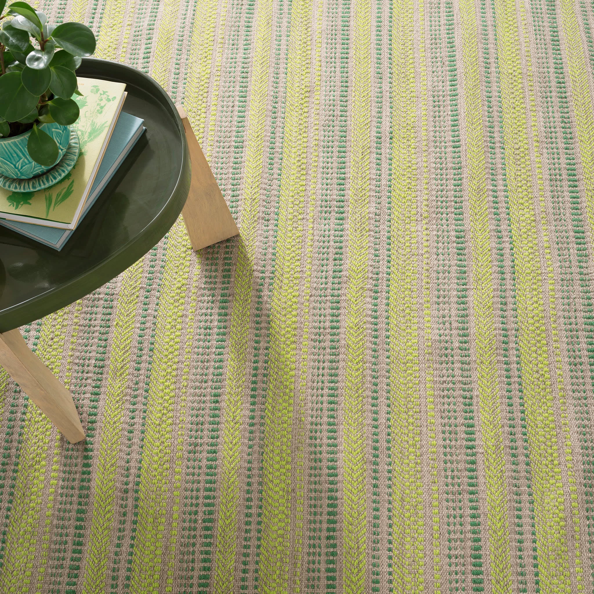 Sooner Than Later Green Handwoven Indoor/Outdoor Rug