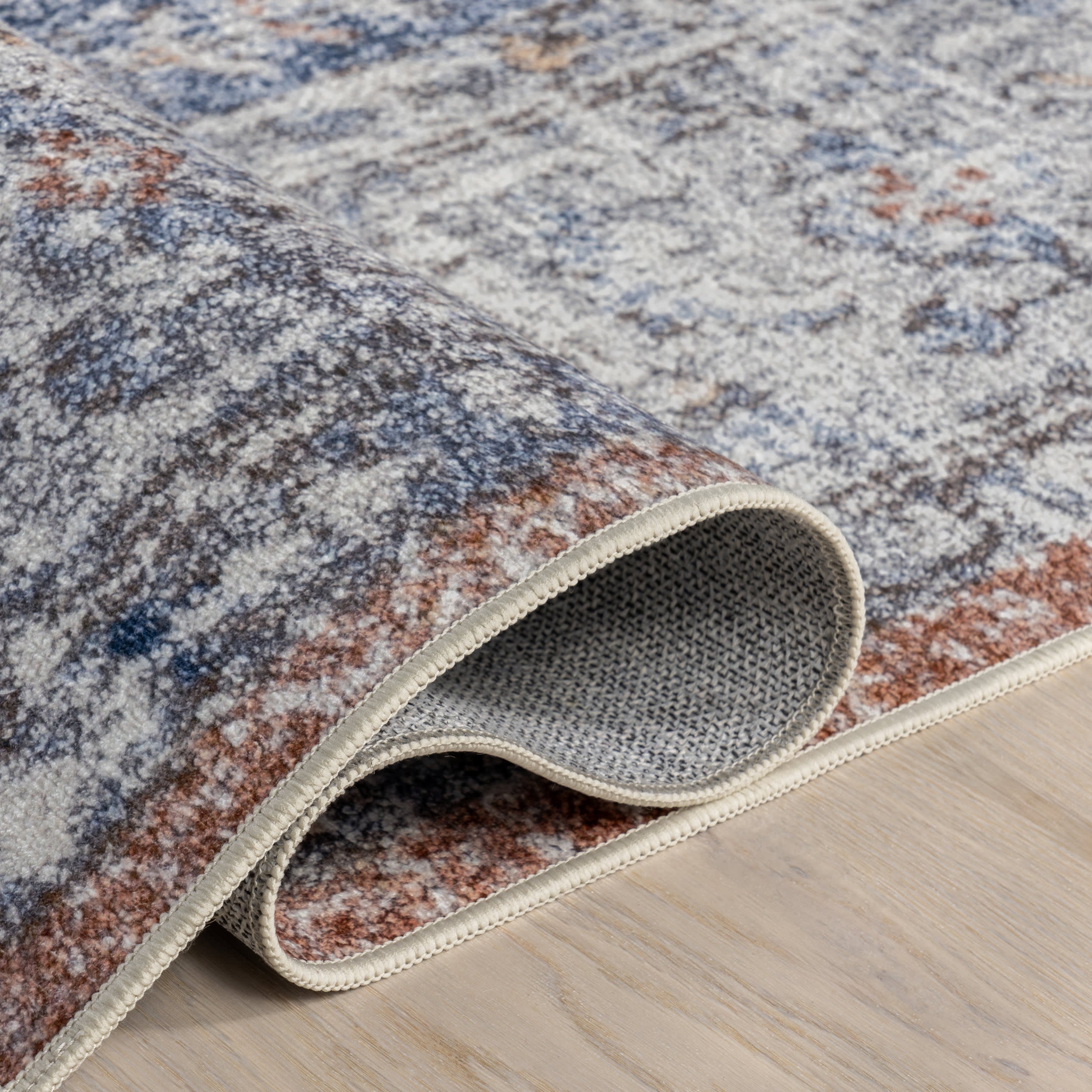 Vintage Medallion Spill Proof Washable Rug | Peach