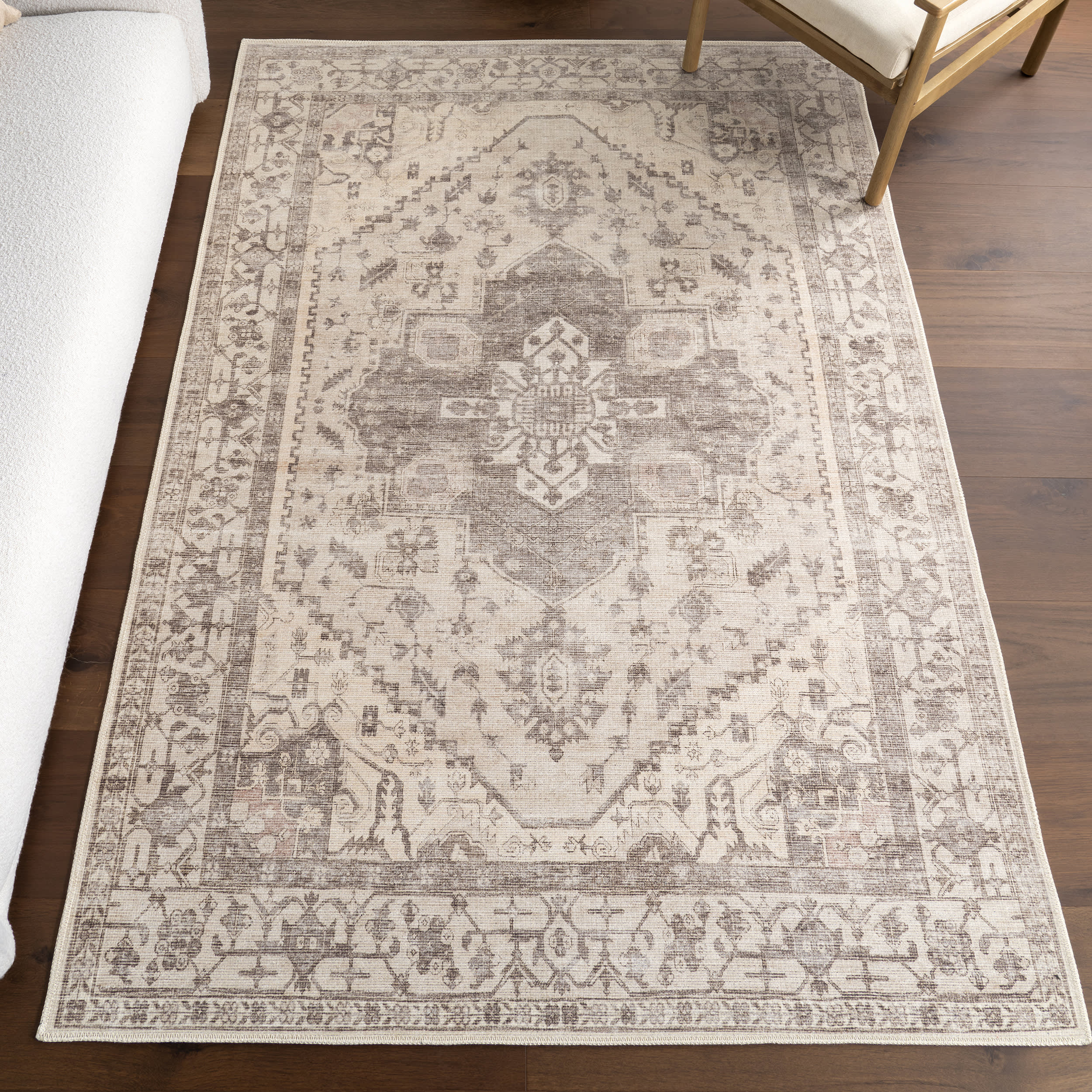 Scarlette Medallion Washable Rug | Taupe