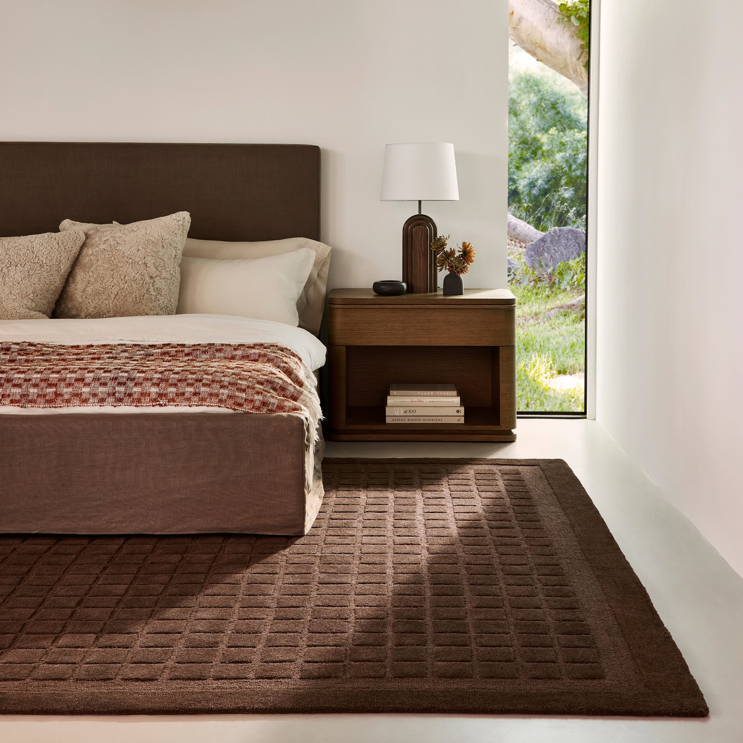 Fritz Checked Wool Rug | Brown