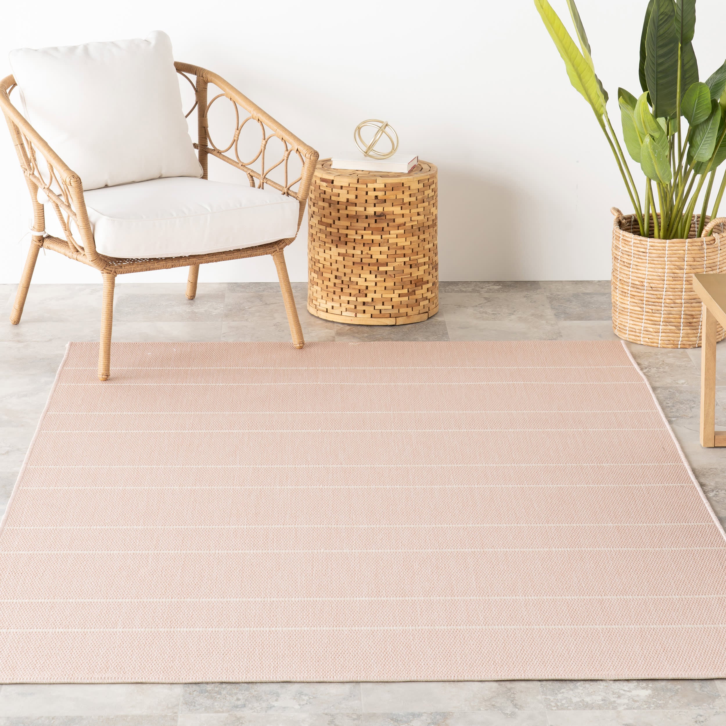 Venetian Pinstripes Indoor/Outdoor Rug | Light Pink