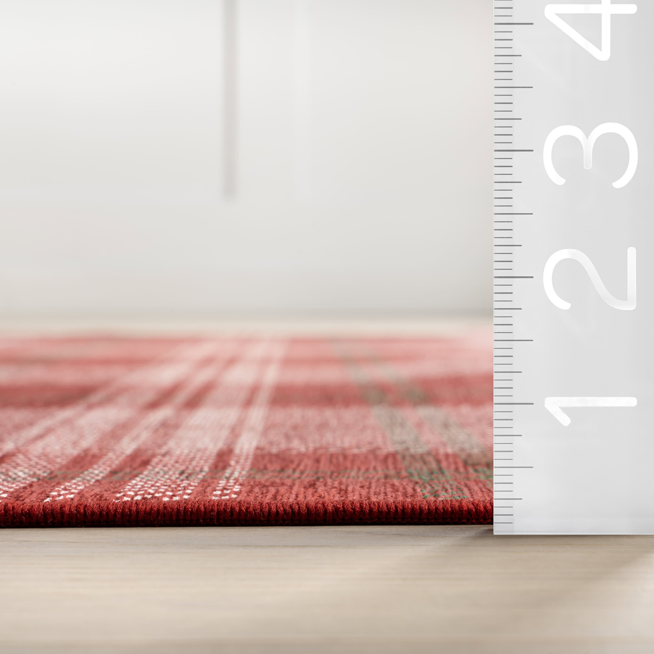 Tytiana Plaid Spill Proof Washable Rug | Red