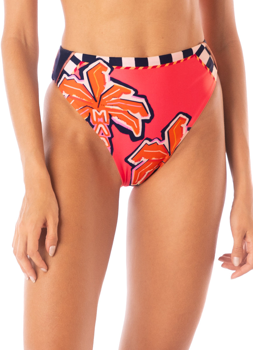 Maaji Racing Palms Opal High Rise Classic Bikini Bottom