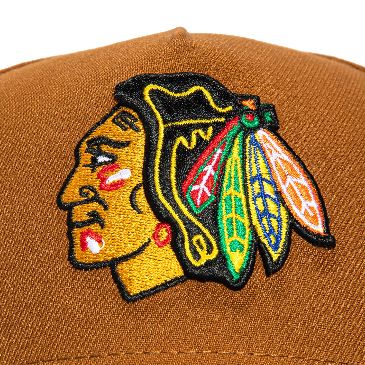 New Era 9Forty A-Frame Chicago Blackhawks Logo Patch Snapback Hat - Khaki, Olive