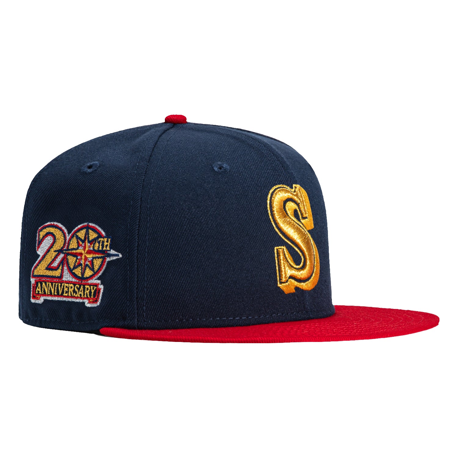 New Era 59Fifty Opening Ceremony Seattle Mariners 20th Anniversary Patch Hat - Navy, Red, Metallic Gold