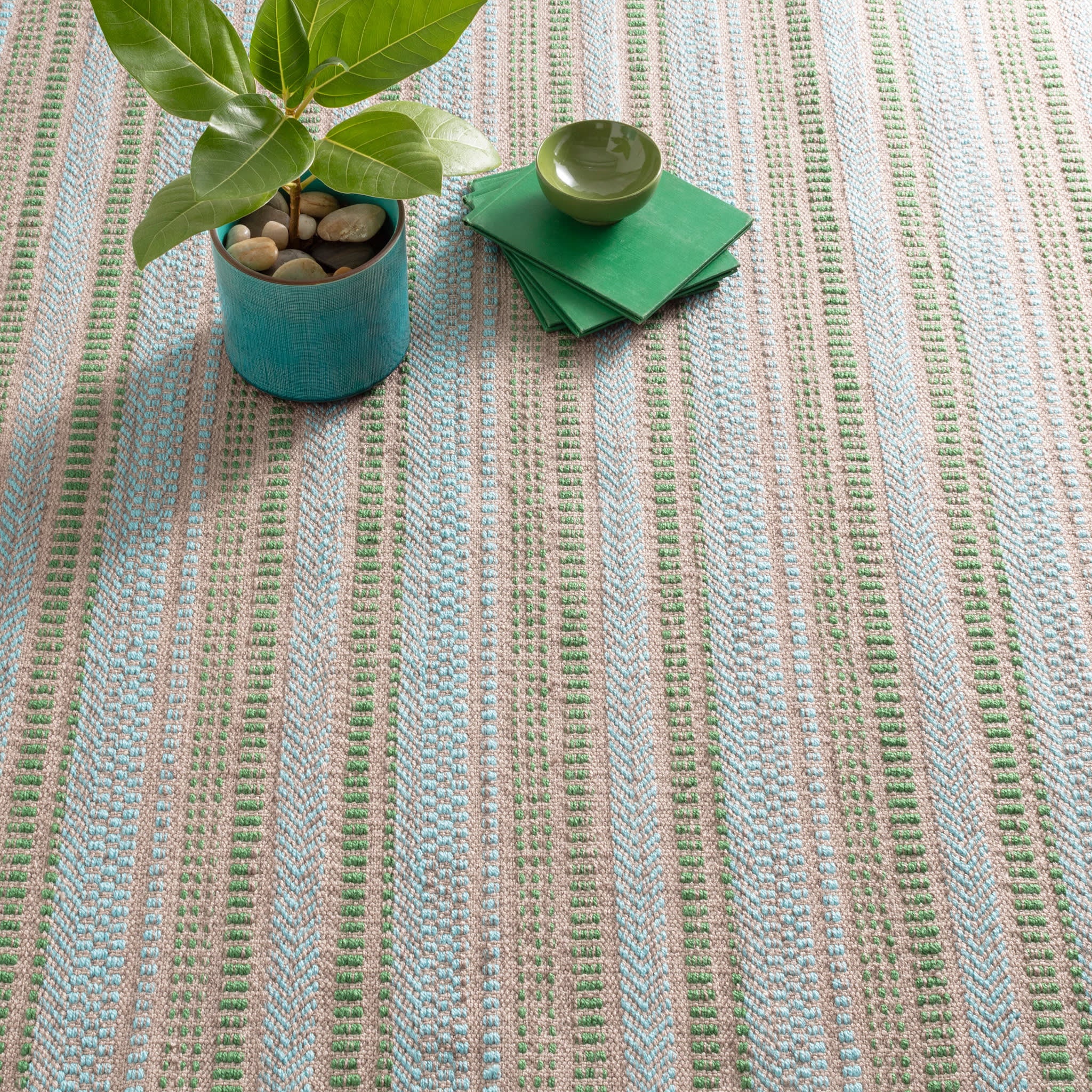 Sooner Than Later Aqua Handwoven Indoor/Outdoor Rug