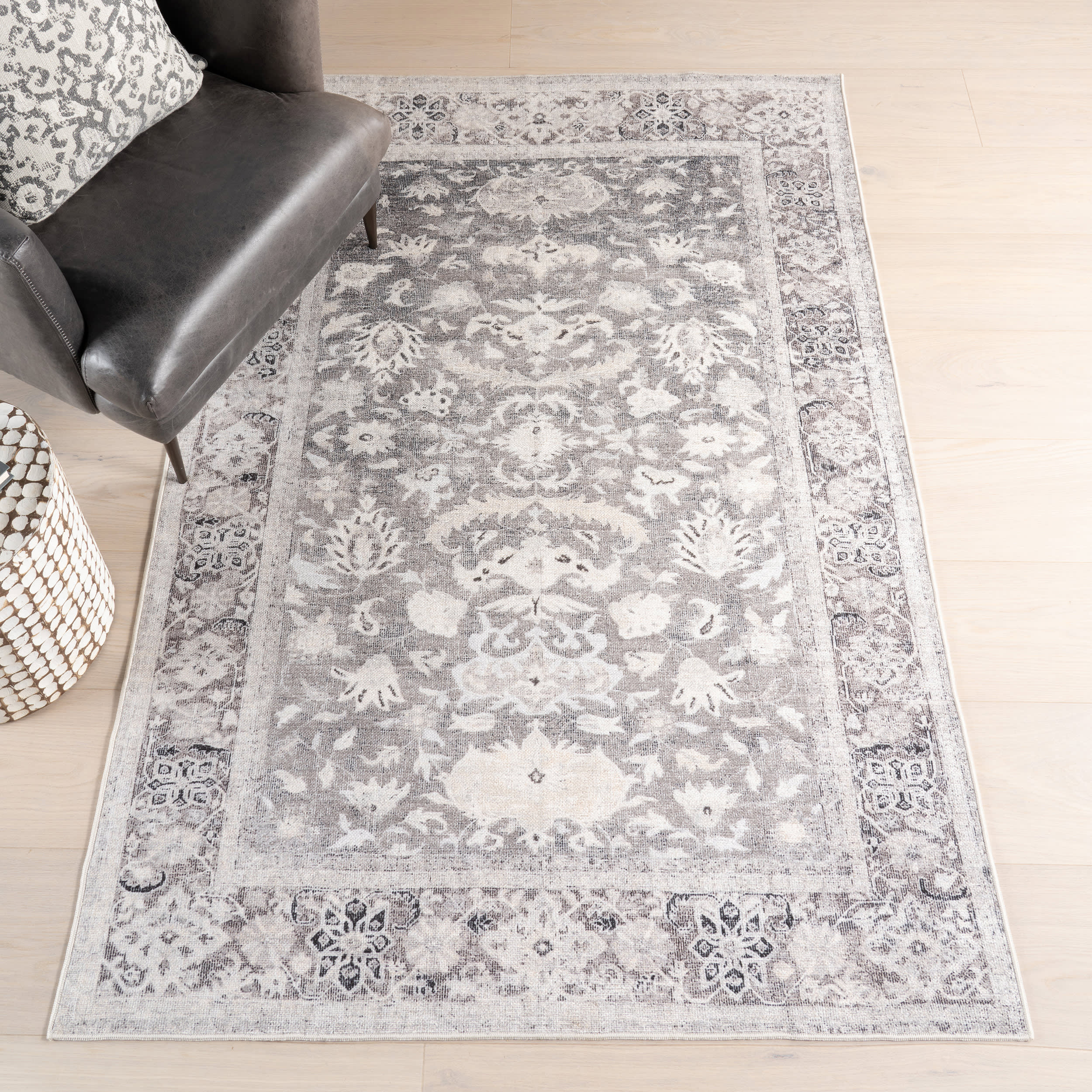 Analia Medallion Washable Rug | Brown