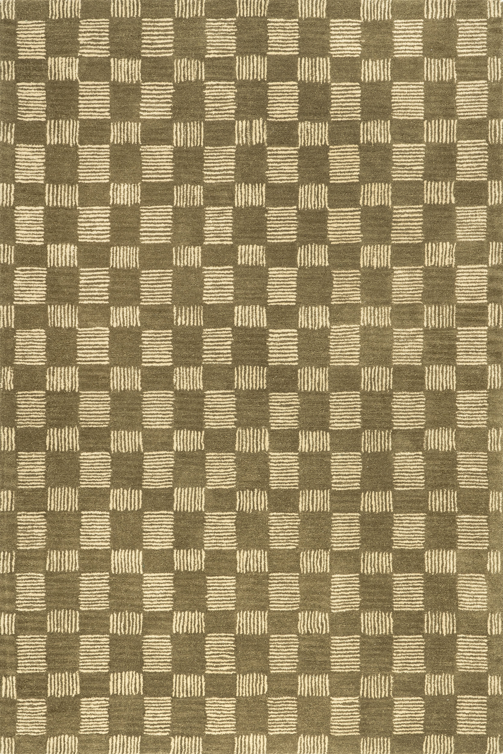 Quince Checked Wool Rug | Olive