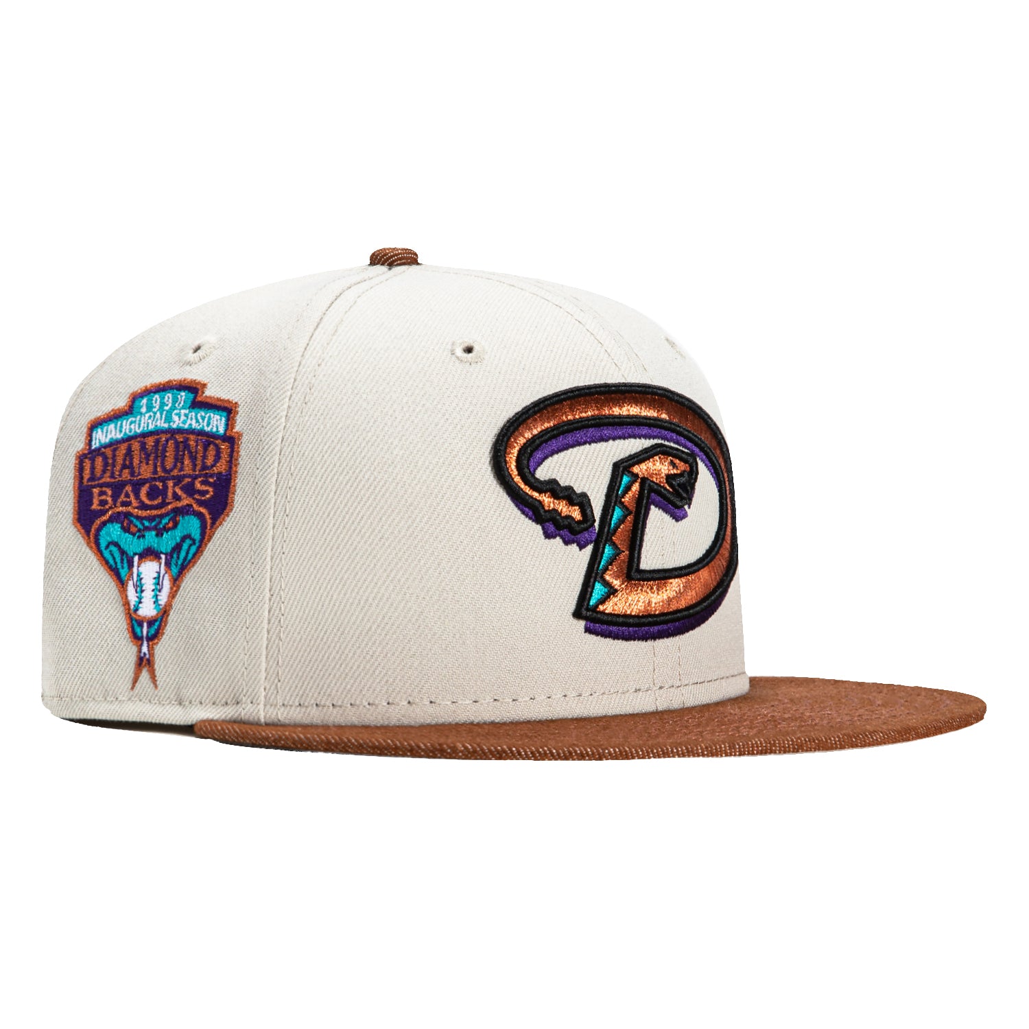 New Era 59Fifty Denim Pack Arizona Diamondbacks Inaugural Patch D Hat - Stone, Denim Brown