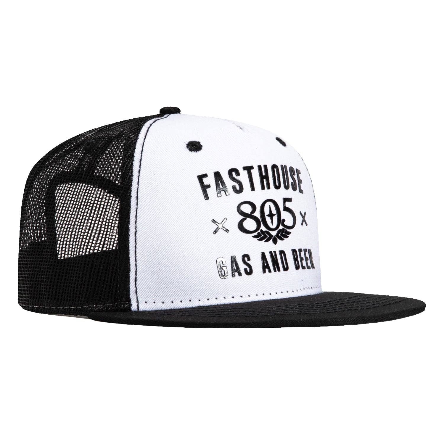 Fasthouse Gas & Beer Trucker Snapback Hat - White, Black