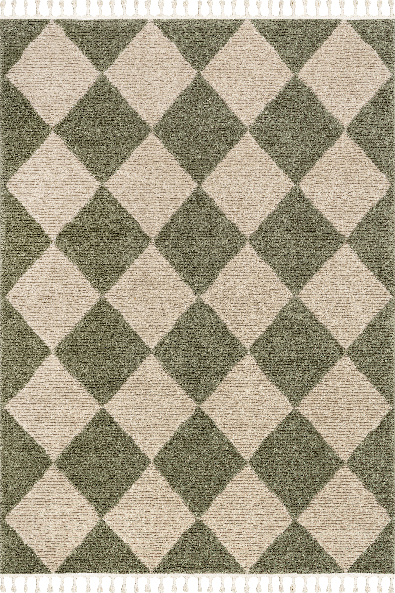 Aylin Diamond Tasseled Rug | Green