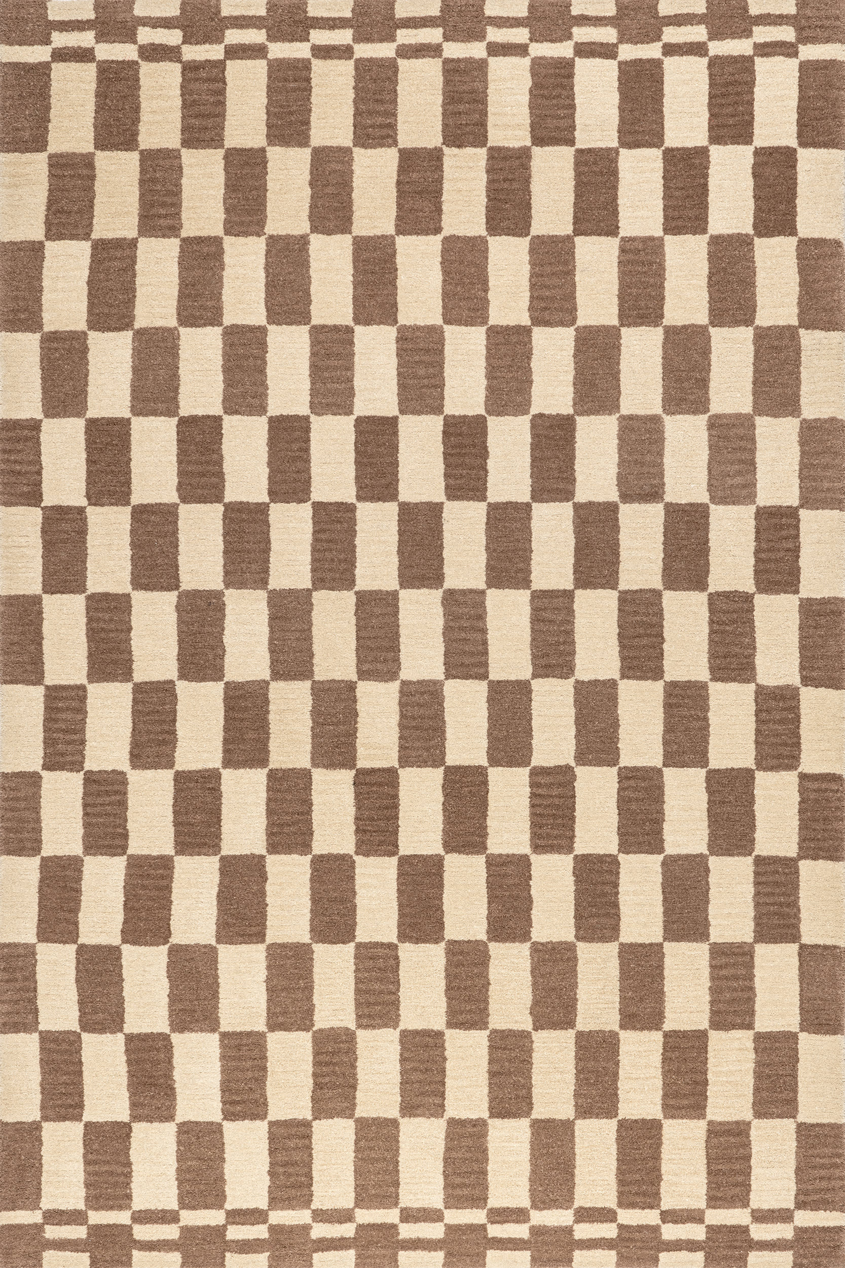 Kai Checkerboard Wool Rug | Mocha Brown