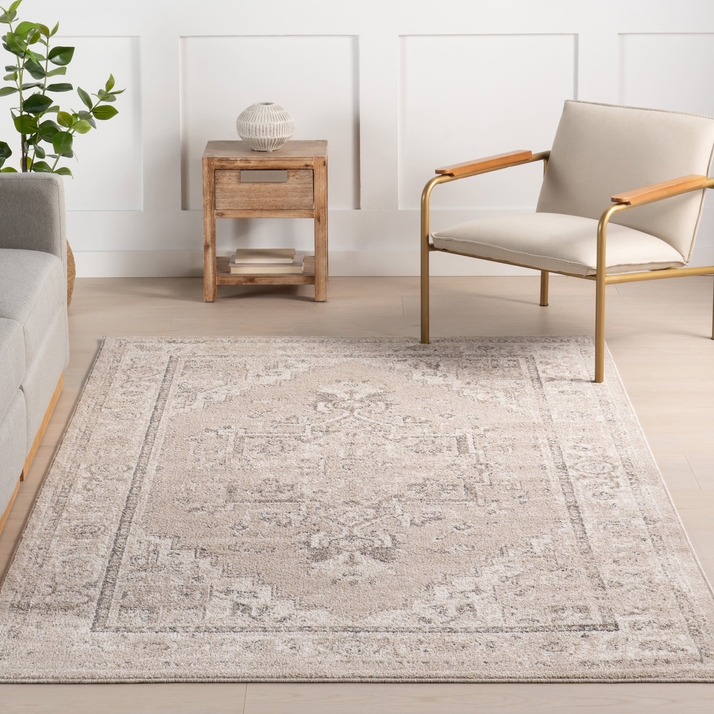 Harley Vintage Medallion Rug | Ivory