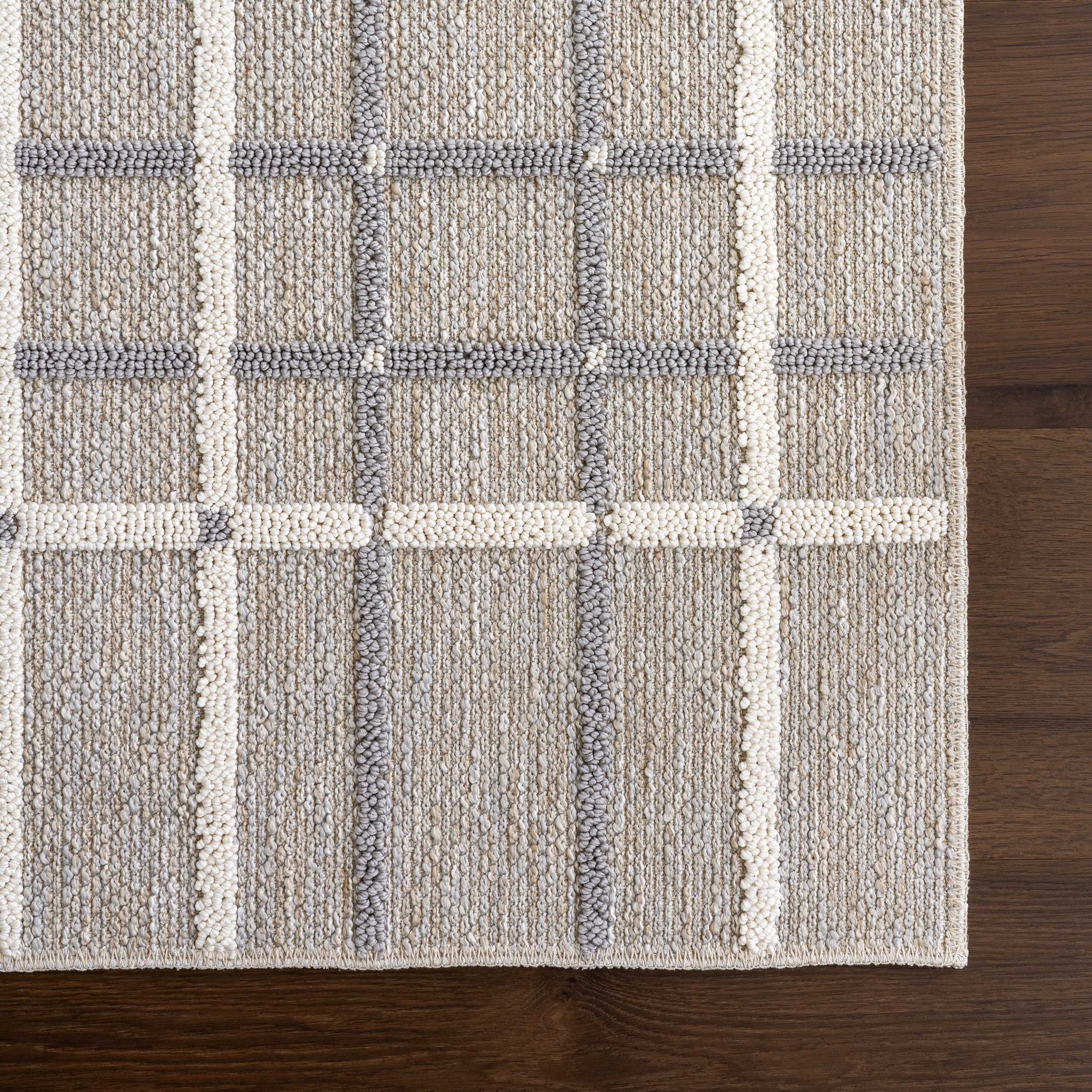 Fleur Striped Washable Rug | Light Grey