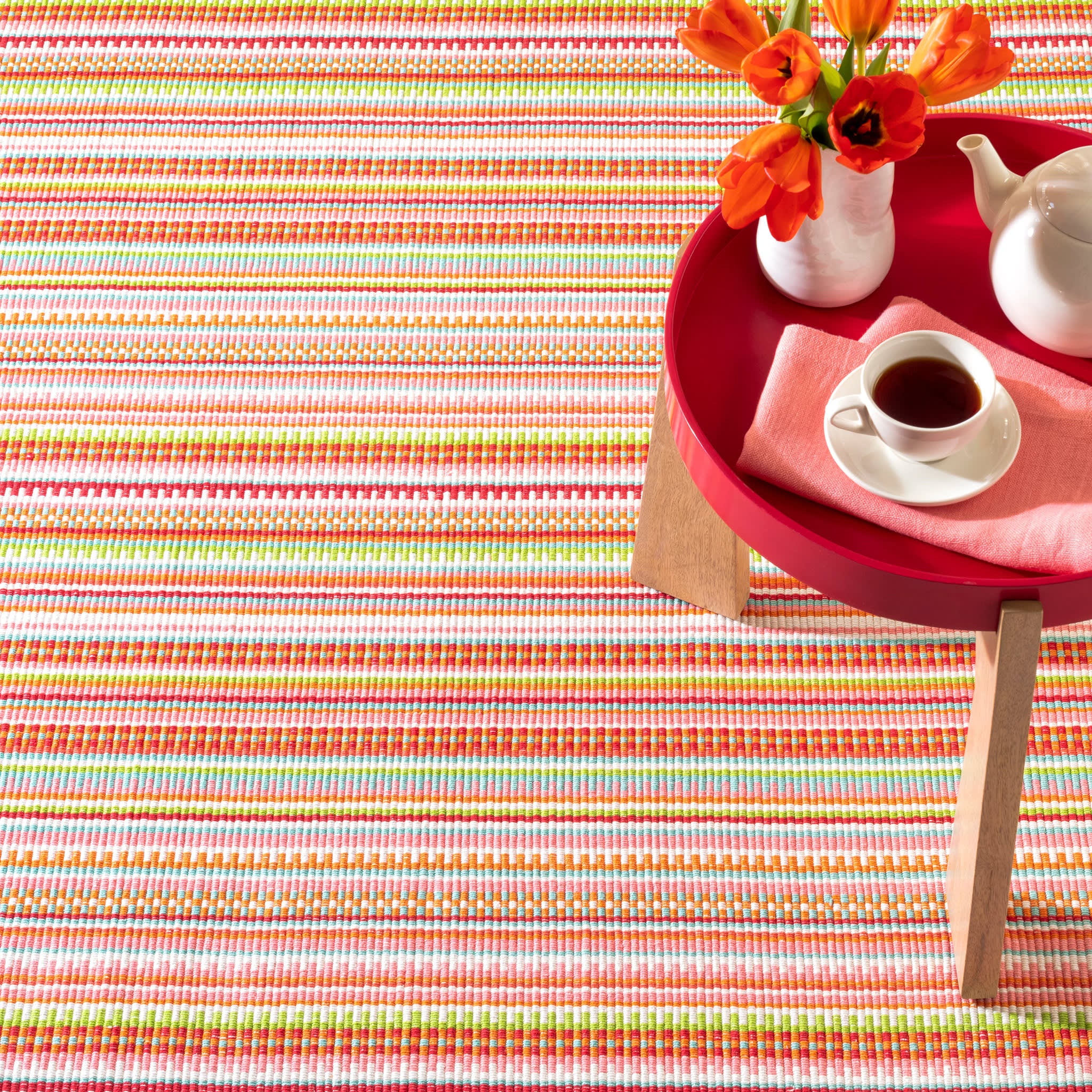 Lucky Stripe Spring Handwoven Cotton Rug