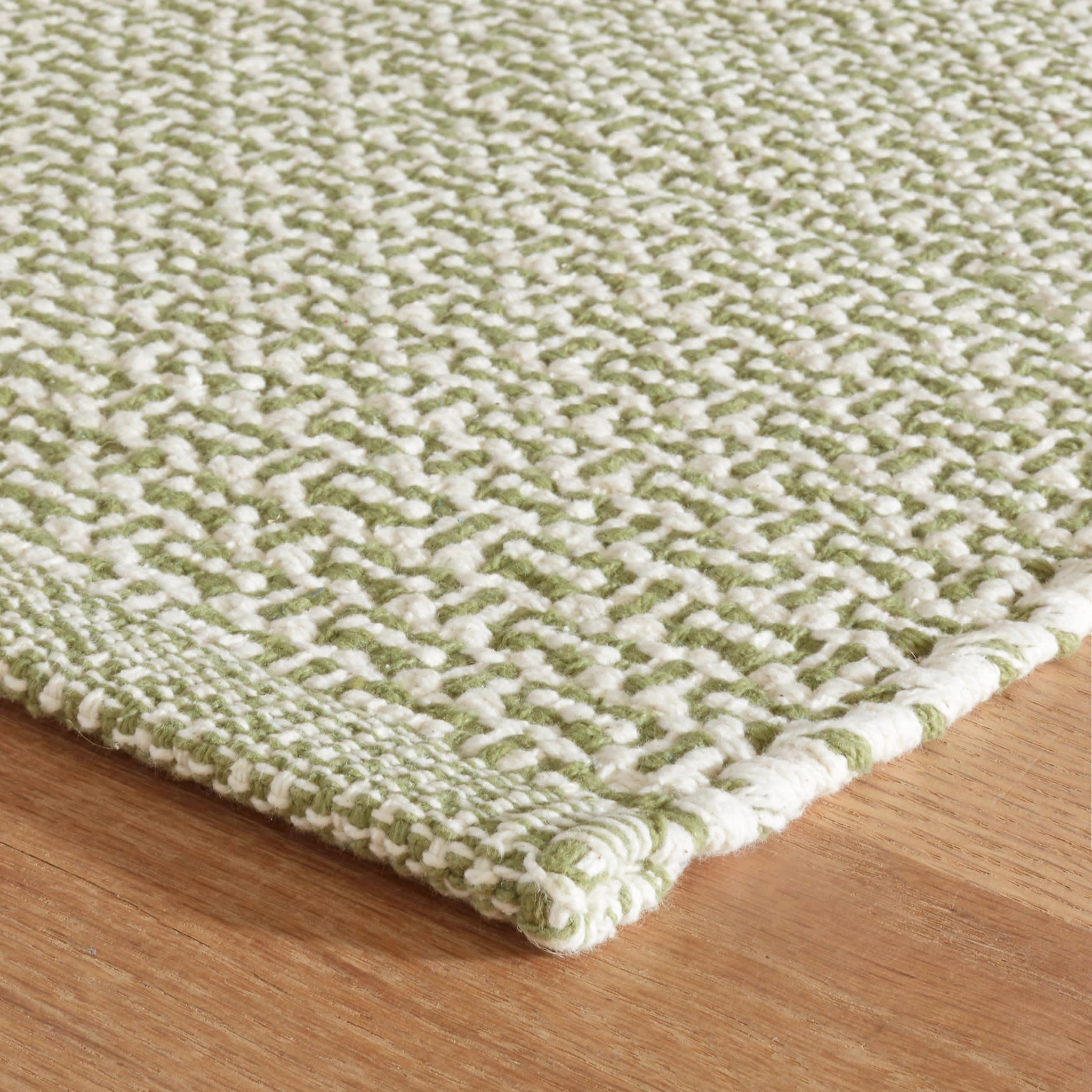 Miss Muffet Olive Handwoven Cotton Rug